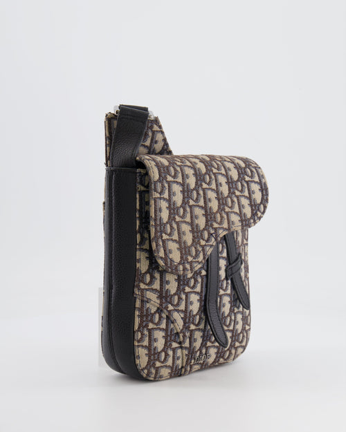 *FIRE PRICE* Christian Dior Black Dior Oblique Jacquard Vertical Saddle Pouch Bag RRP £1,500