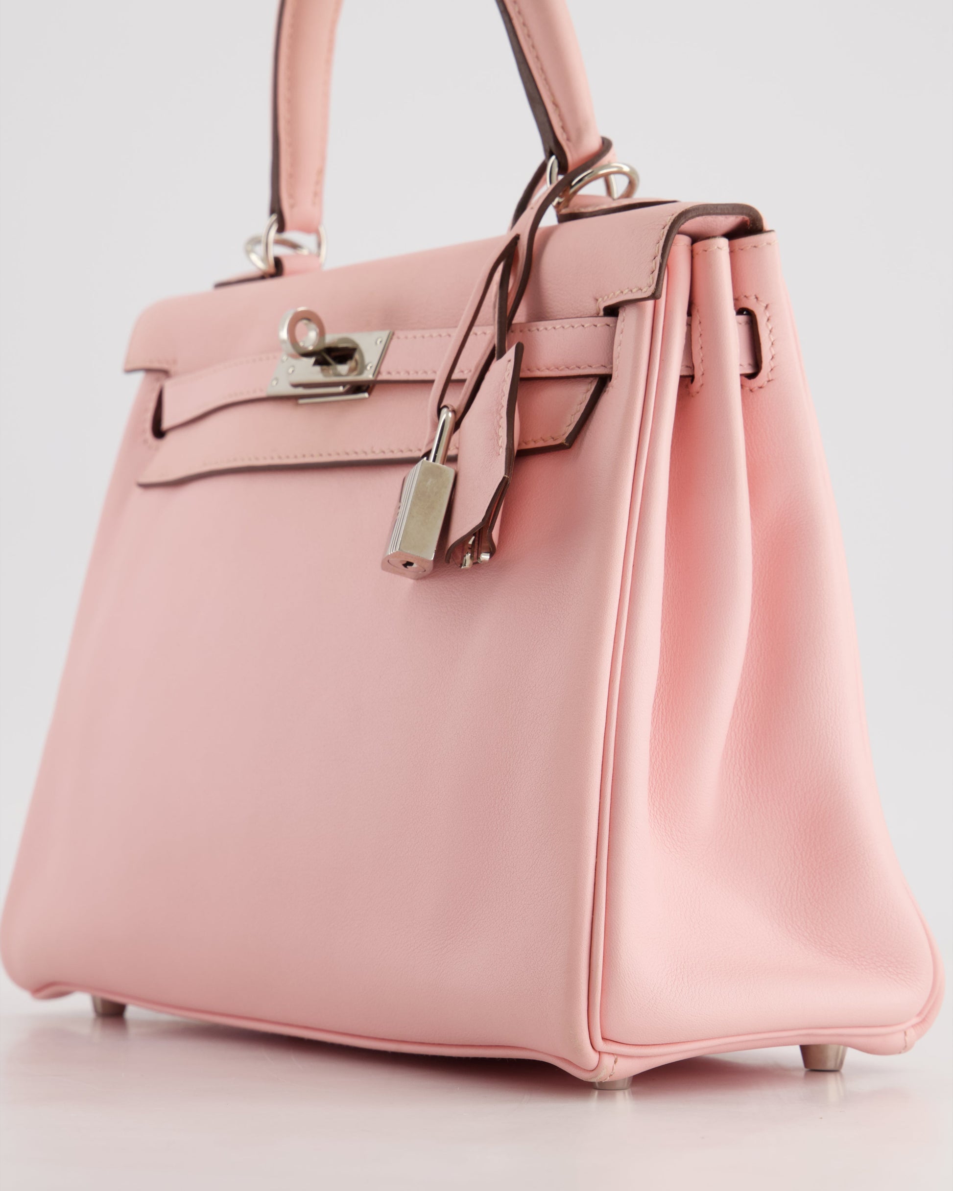Hermes Kelly Bag 25cm Retourne in Rose Sakura Swift Leather with Palladium Hardware