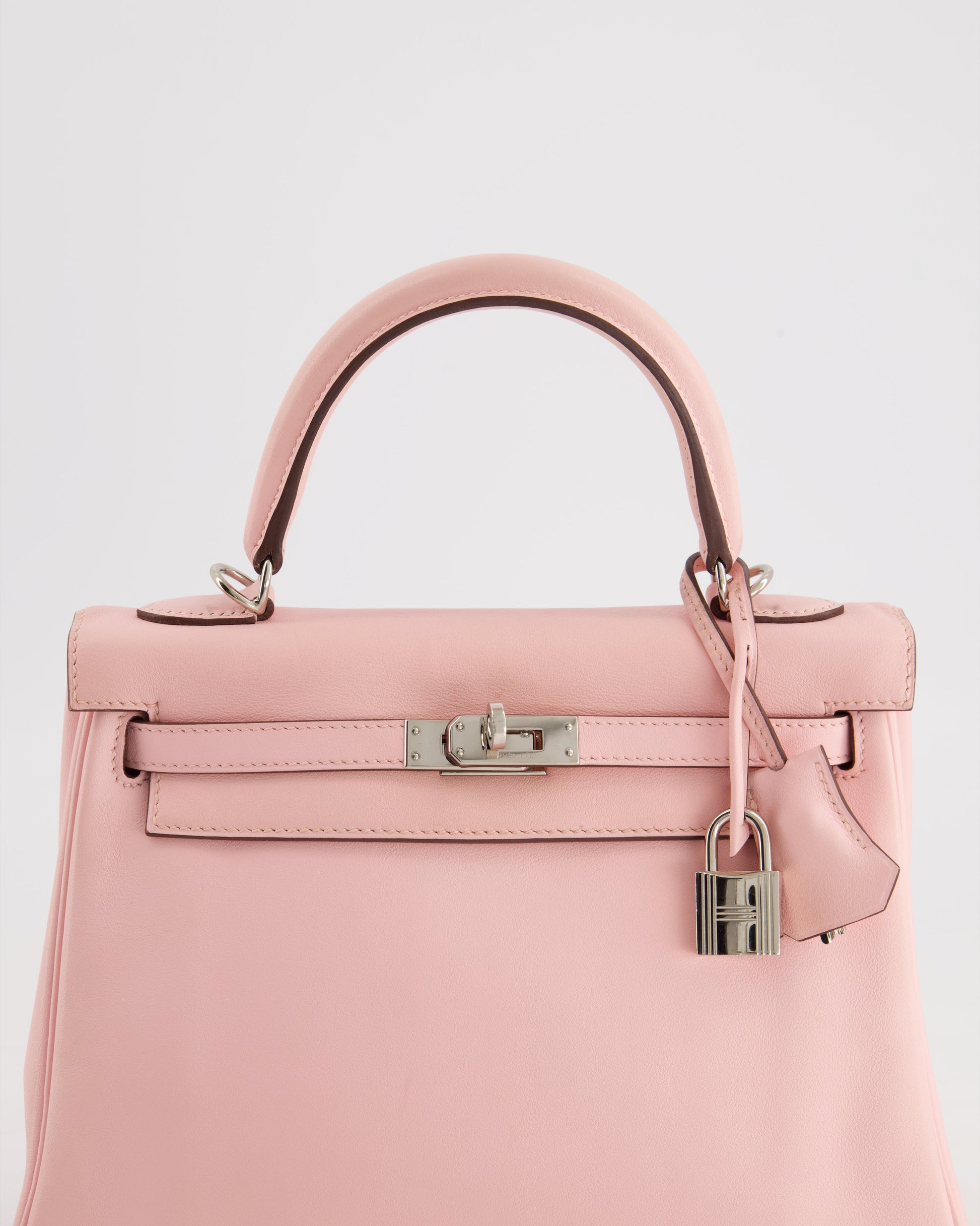Hermes Kelly Bag 25cm Retourne in Rose Sakura Swift Leather with Palladium Hardware
