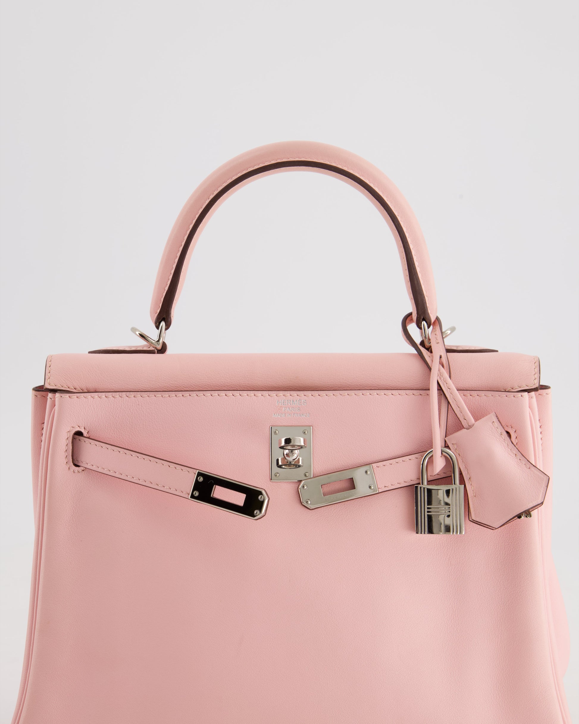 Hermes Kelly Bag 25cm Retourne in Rose Sakura Swift Leather with Palladium Hardware
