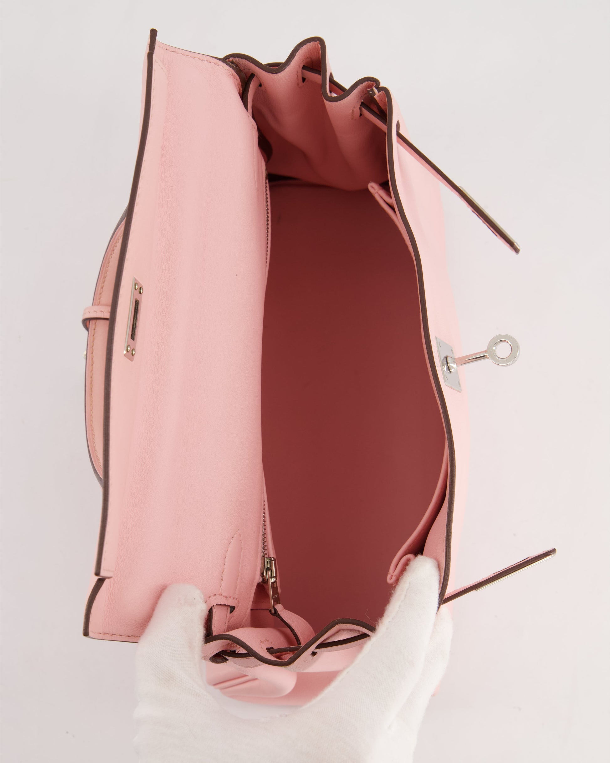 Hermes Kelly Bag 25cm Retourne in Rose Sakura Swift Leather with Palladium Hardware