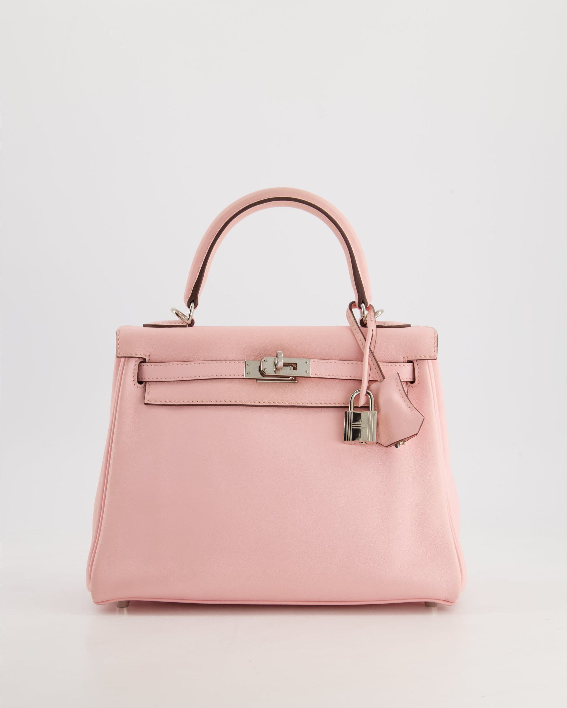 Hermes Kelly Bag 25cm Retourne in Rose Sakura Swift Leather with Palladium Hardware