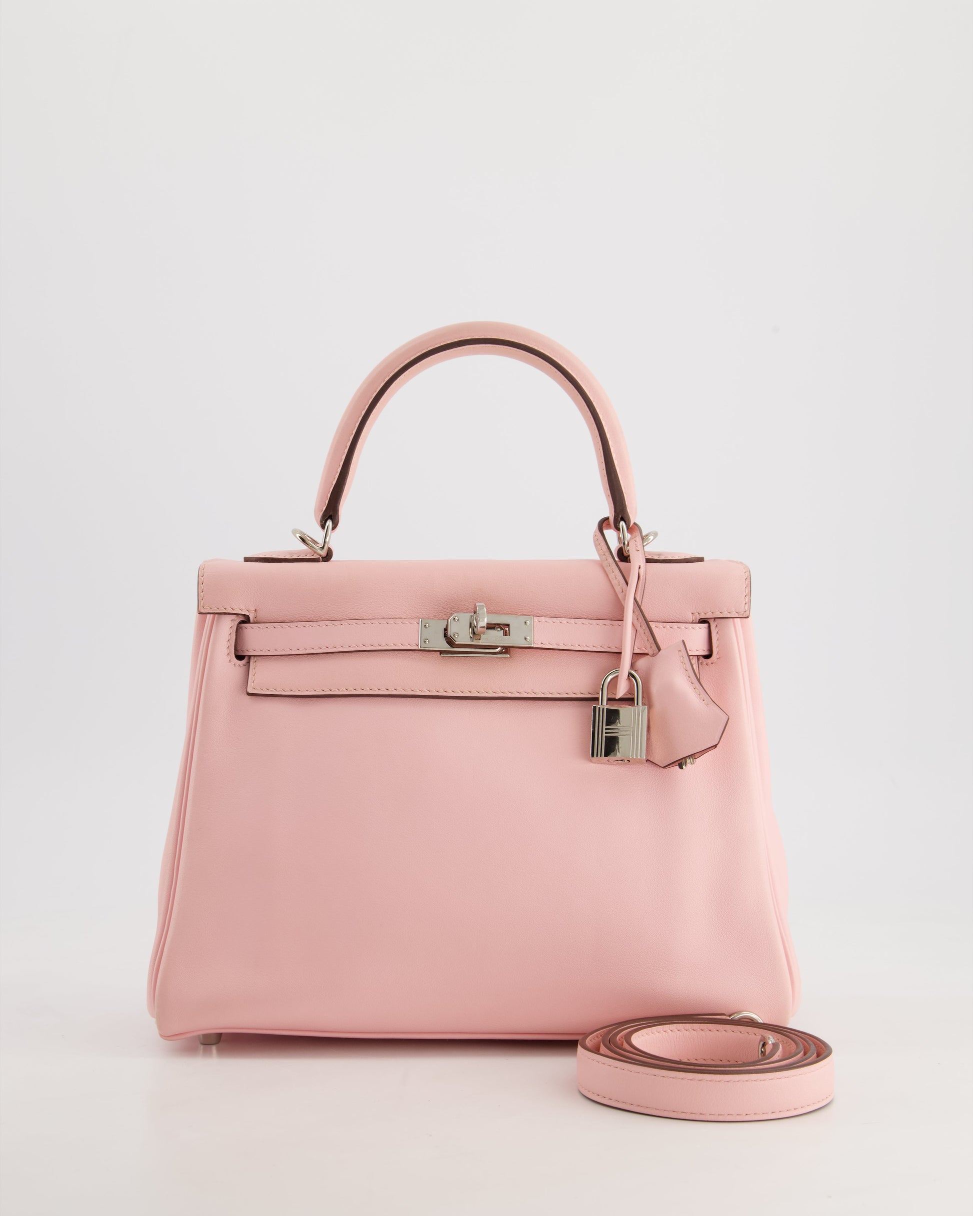 Hermes Kelly Bag 25cm Retourne in Rose Sakura Swift Leather with Palladium Hardware