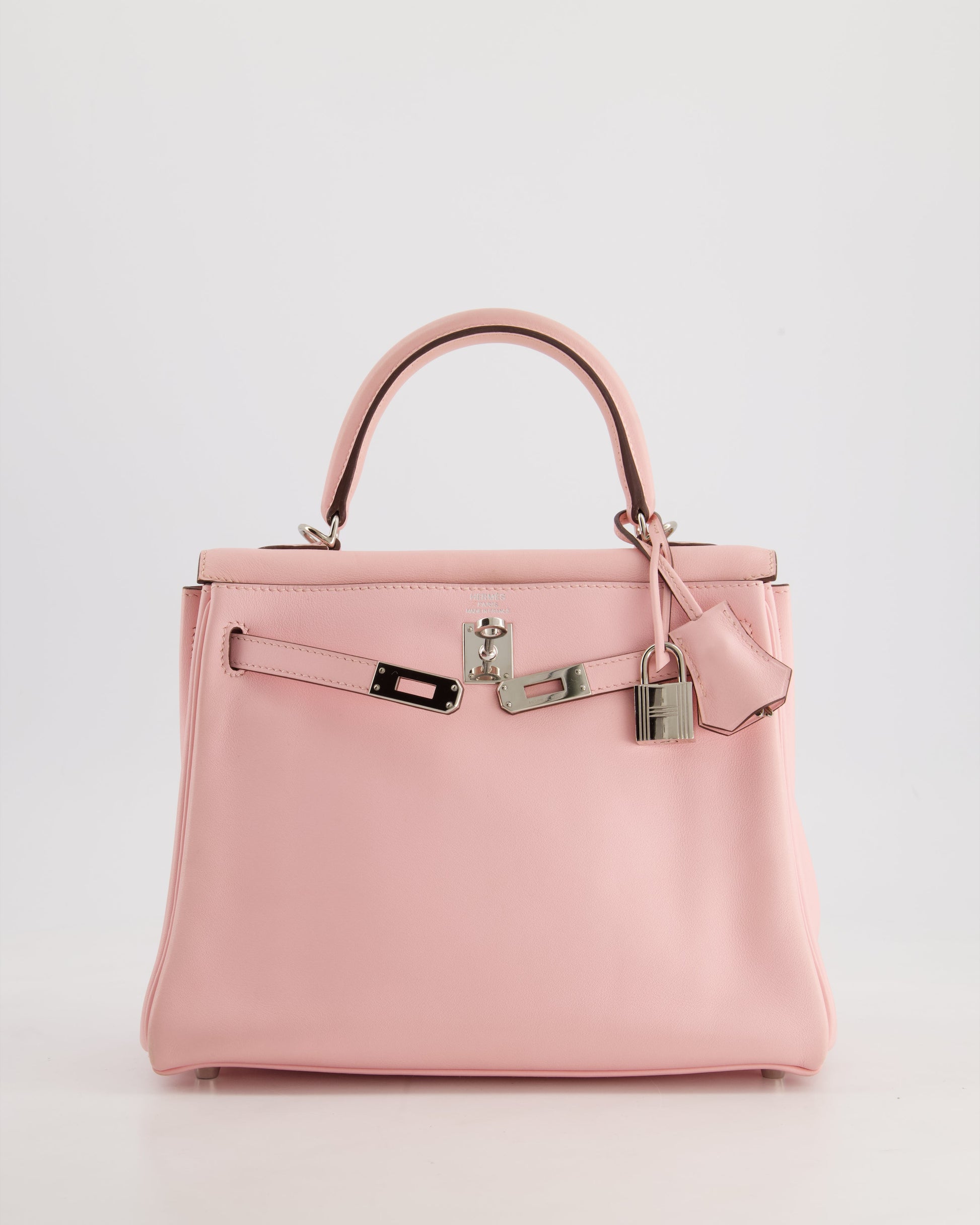 Hermes Kelly Bag 25cm Retourne in Rose Sakura Swift Leather with Palladium Hardware