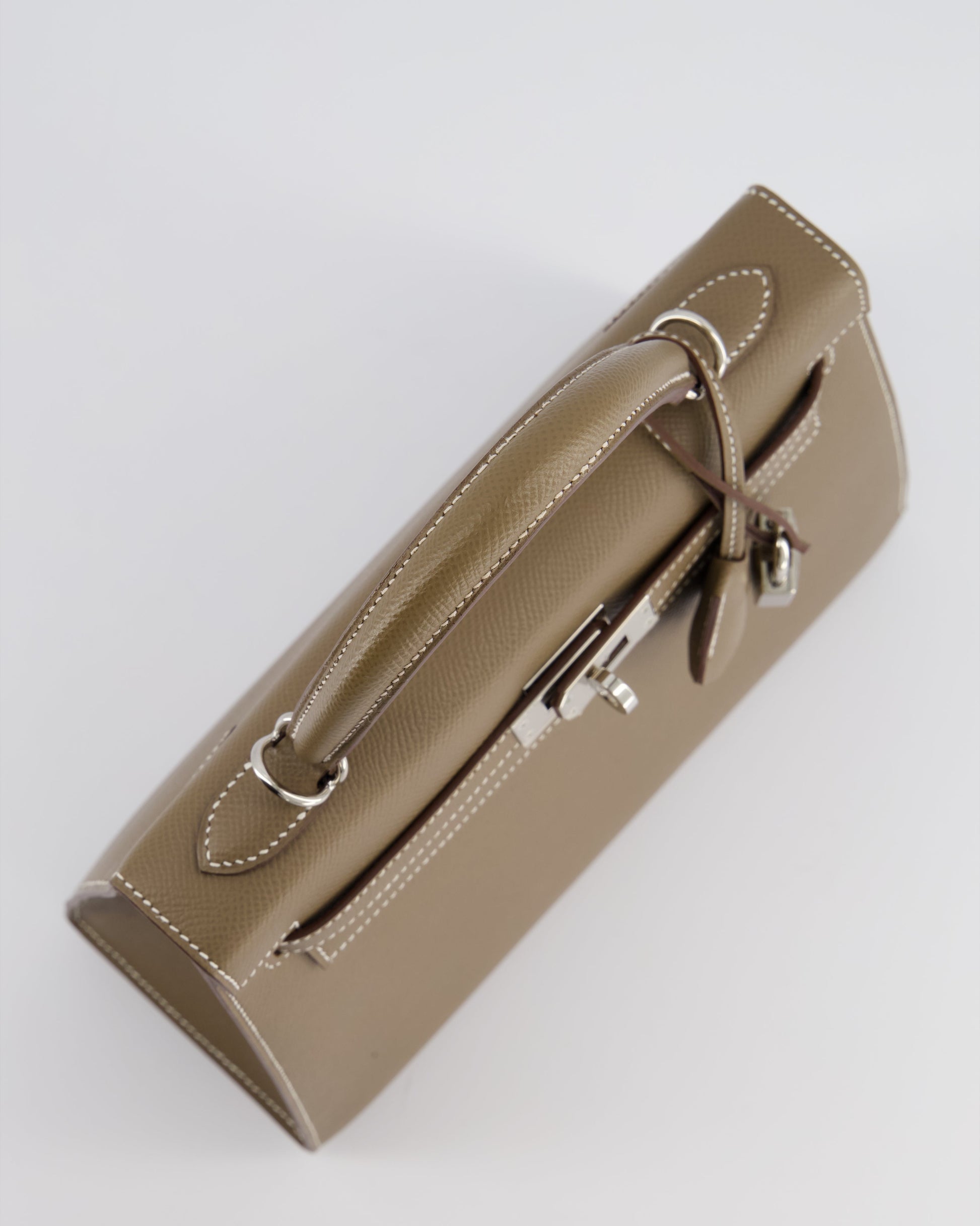 Hermes Kelly Sellier 25cm Bag in Etoupe Epsom Leather with Palladium Hardware