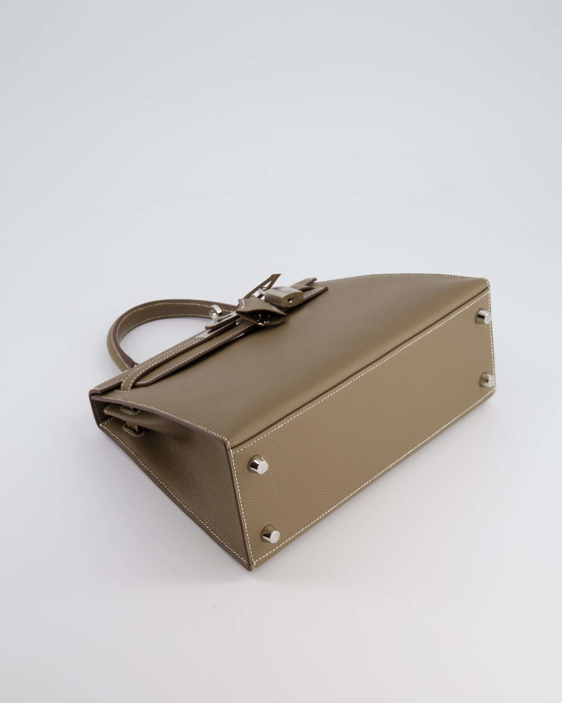Hermes Kelly Sellier 25cm Bag in Etoupe Epsom Leather with Palladium Hardware