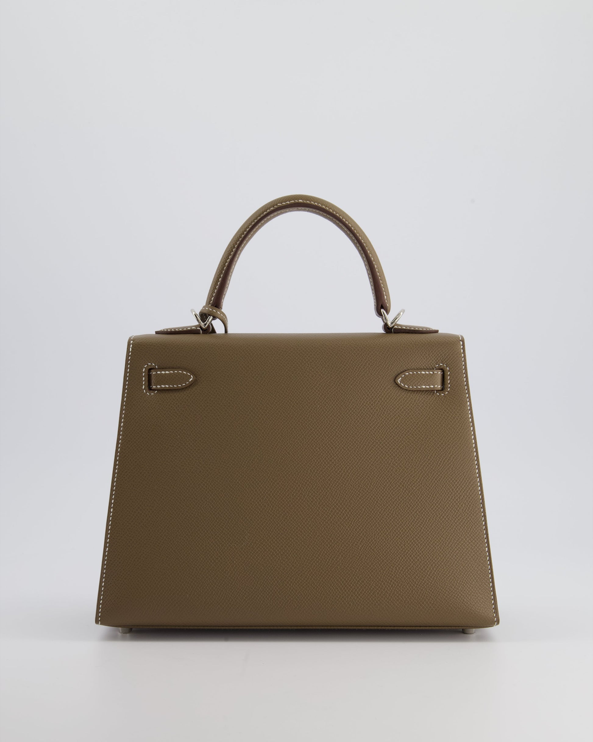 Hermes Kelly Sellier 25cm Bag in Etoupe Epsom Leather with Palladium Hardware
