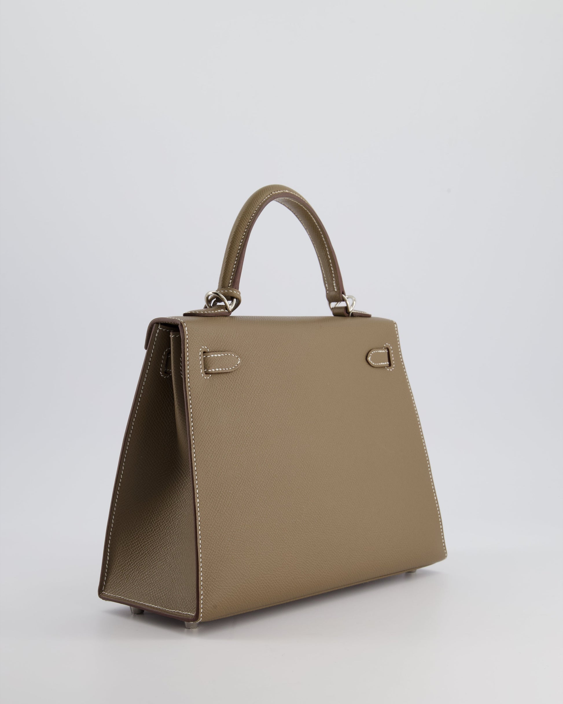 Hermes Kelly Sellier 25cm Bag in Etoupe Epsom Leather with Palladium Hardware