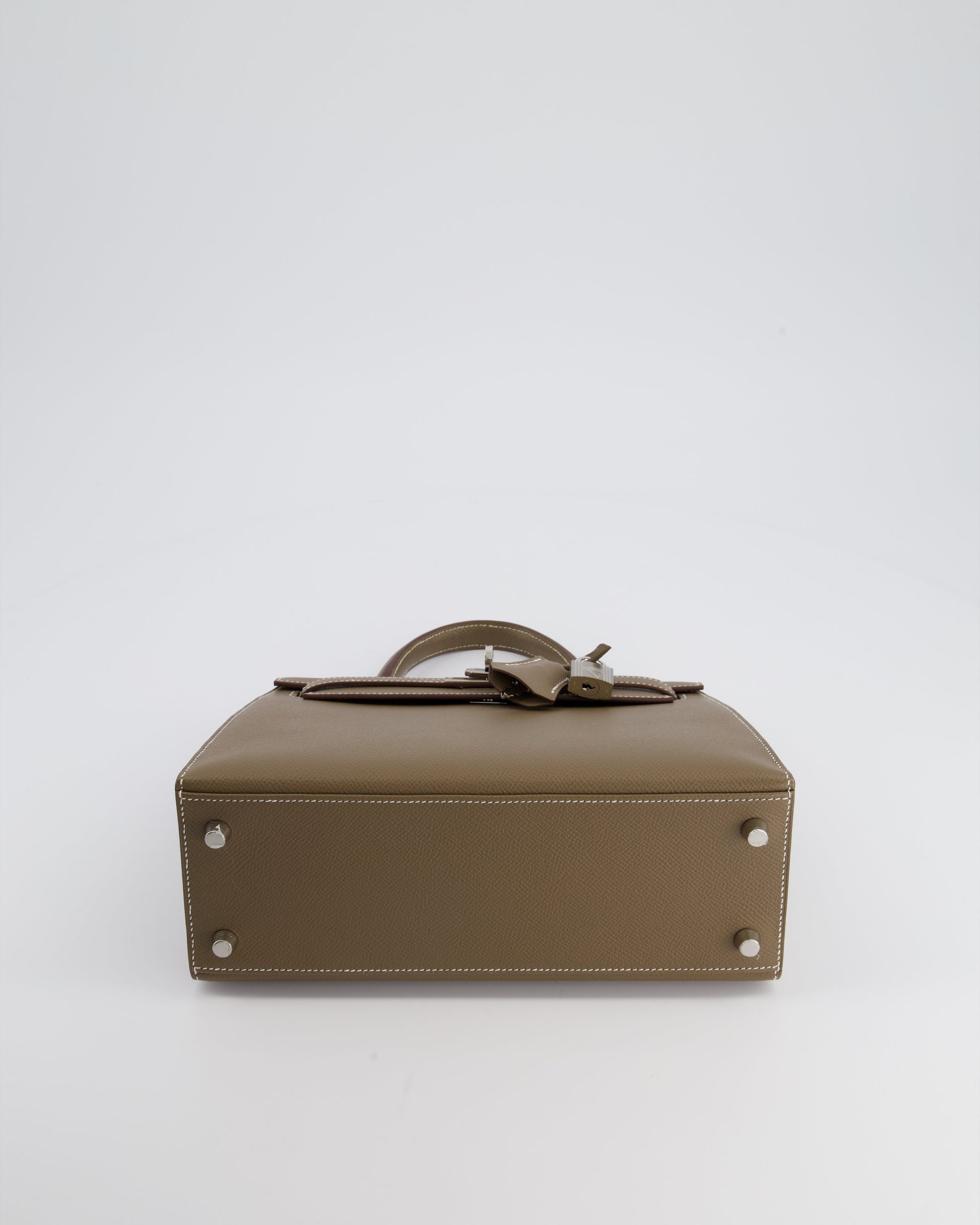 Hermes Kelly Sellier 25cm Bag in Etoupe Epsom Leather with Palladium Hardware