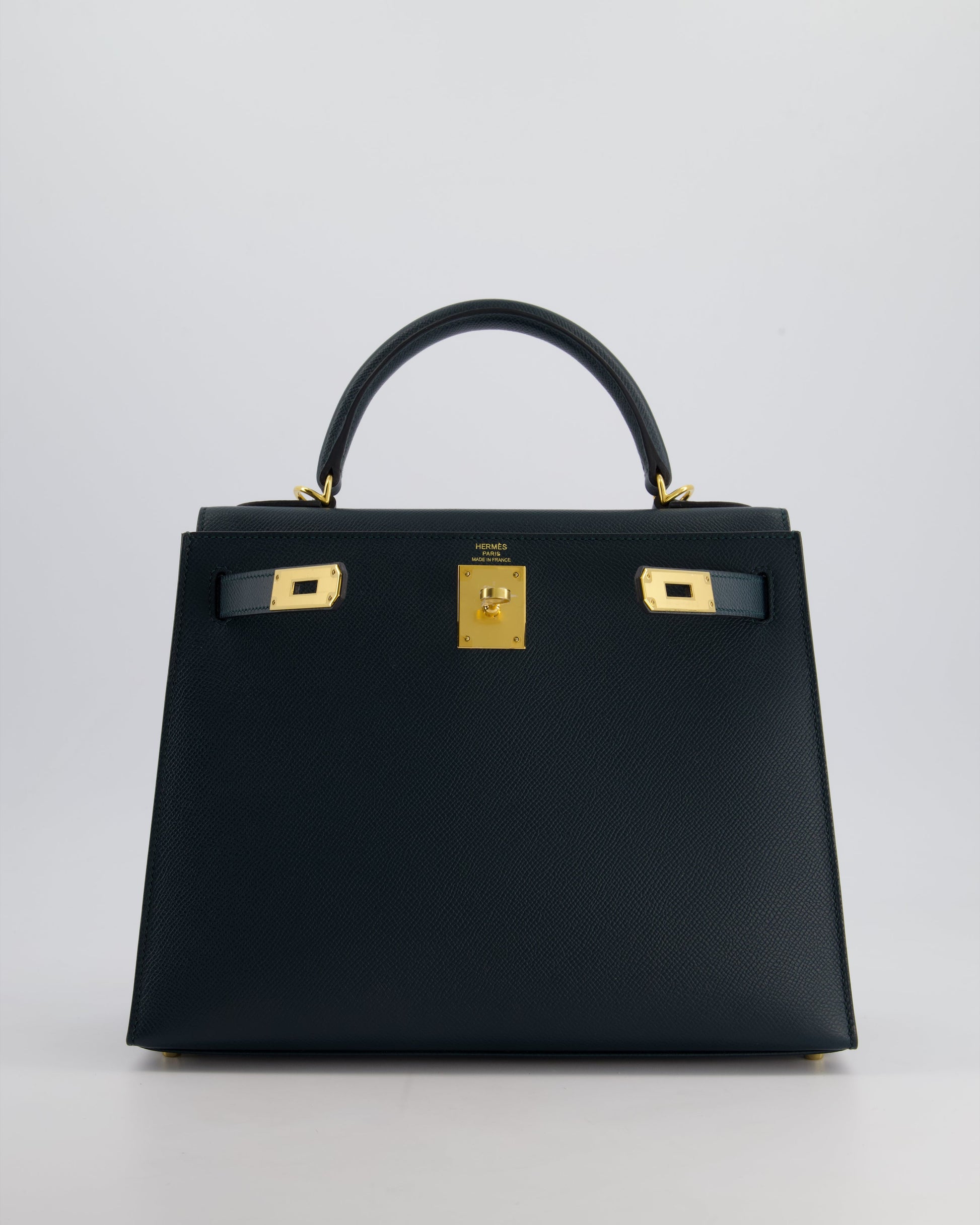 Hermes Kelly 28cm Bag in Vert Cypress Epsom Leather with Gold Hardware