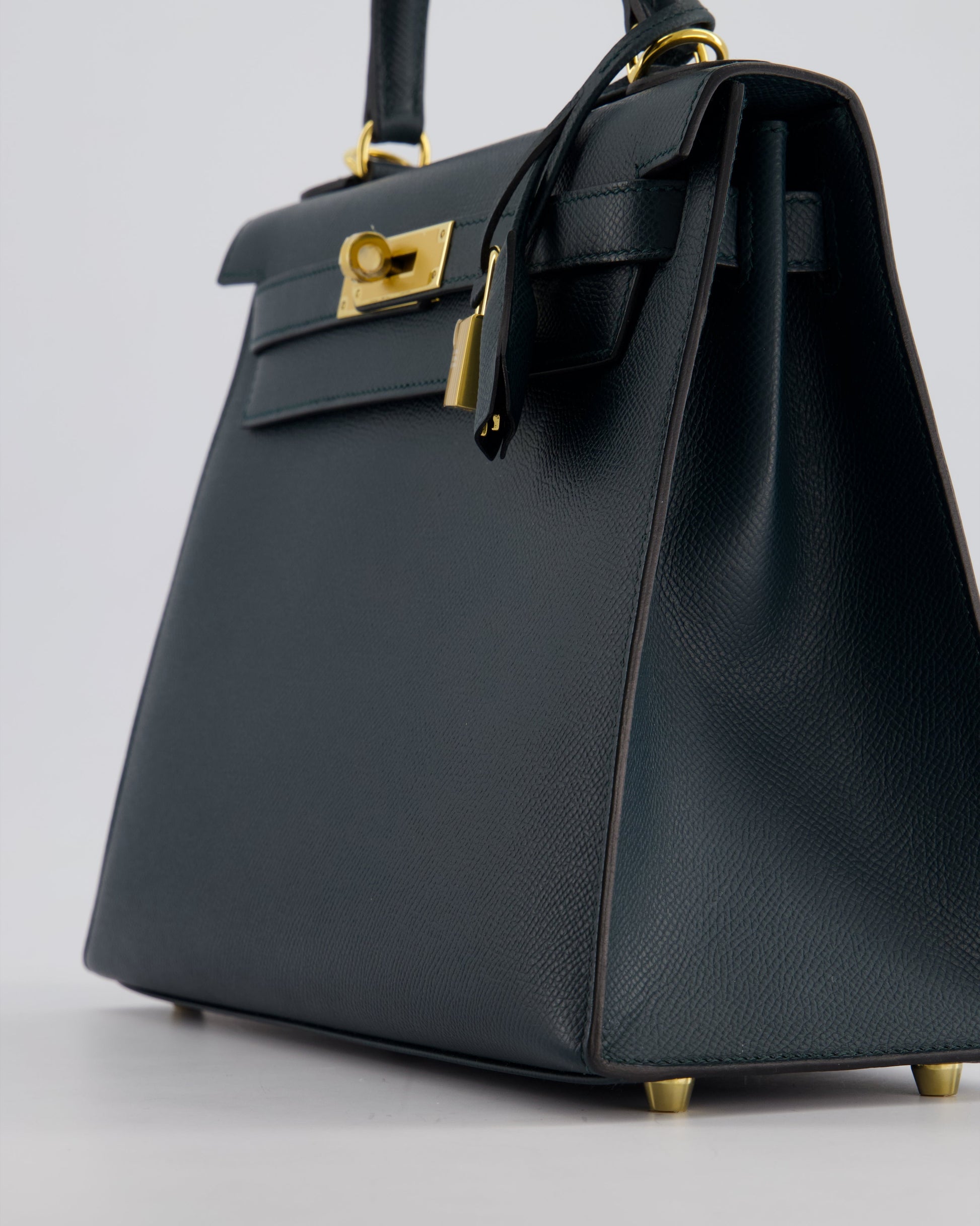 Hermes Kelly 28cm Bag in Vert Cypress Epsom Leather with Gold Hardware