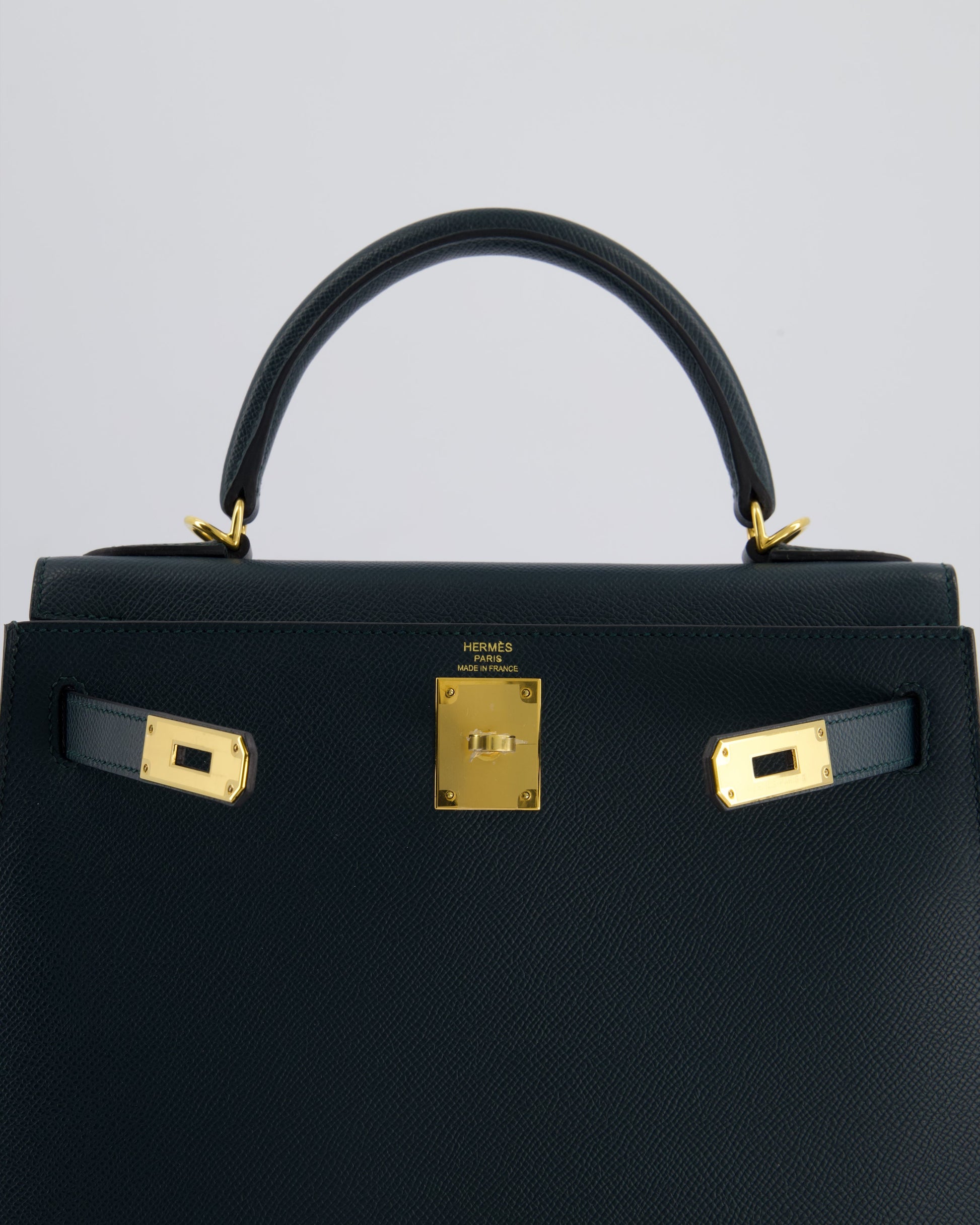 Hermes Kelly 28cm Bag in Vert Cypress Epsom Leather with Gold Hardware