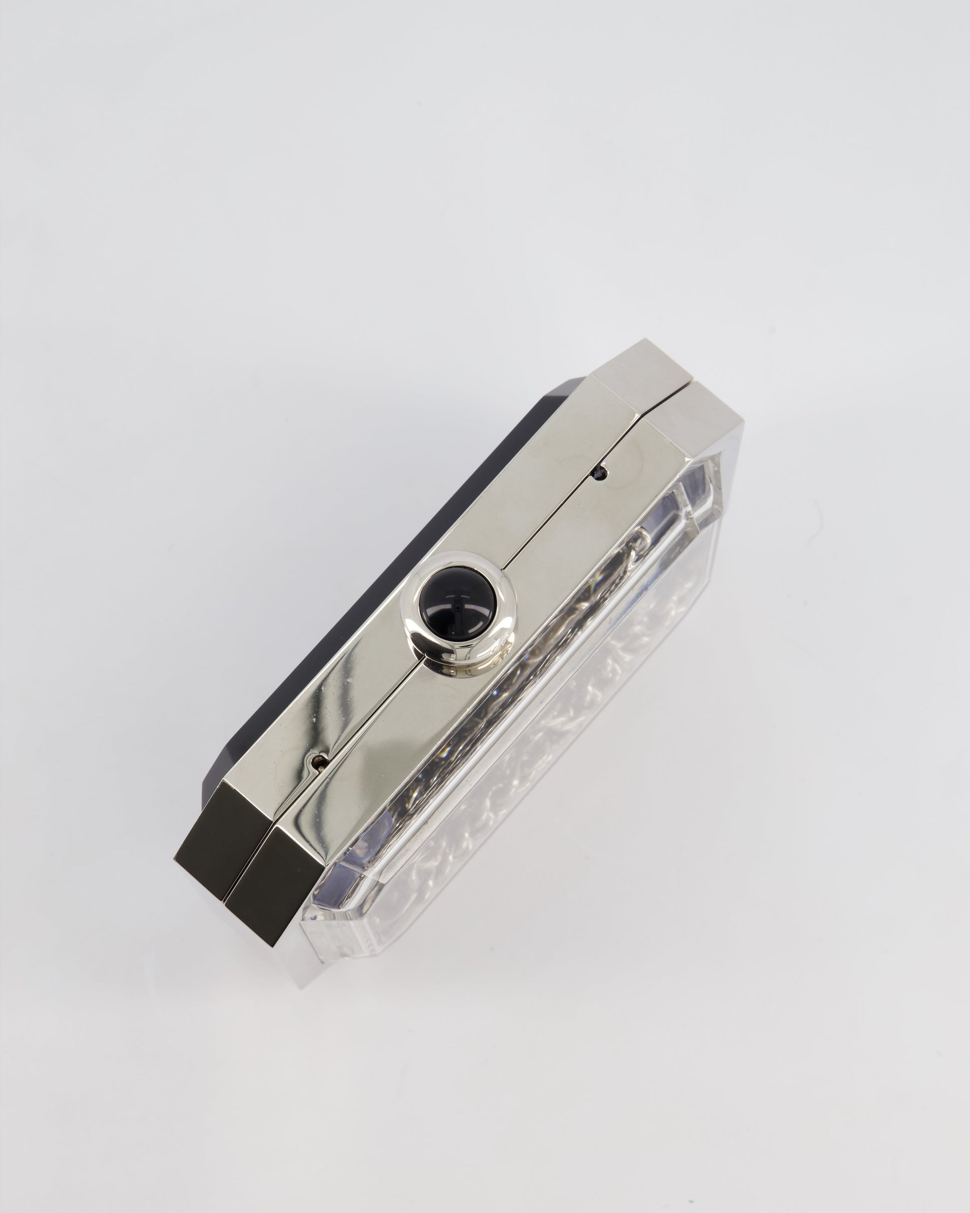 *Chanel Silver, Black Minaudiere Plexiglass Clutch Bag