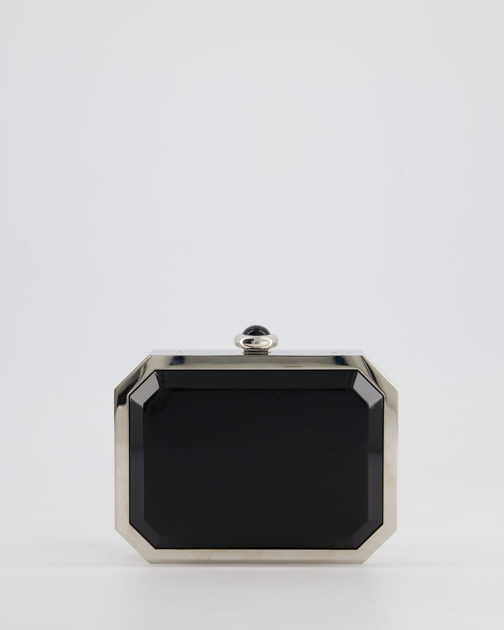 *Chanel Silver, Black Minaudiere Plexiglass Clutch Bag