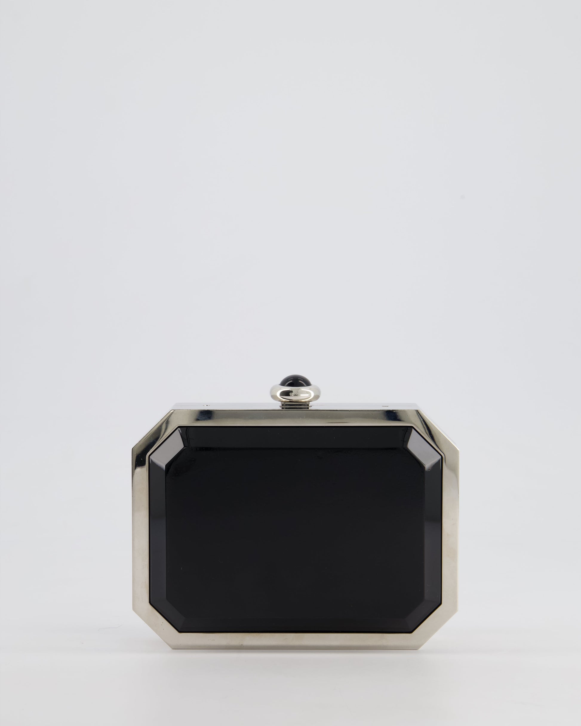 *Chanel Silver, Black Minaudiere Plexiglass Clutch Bag