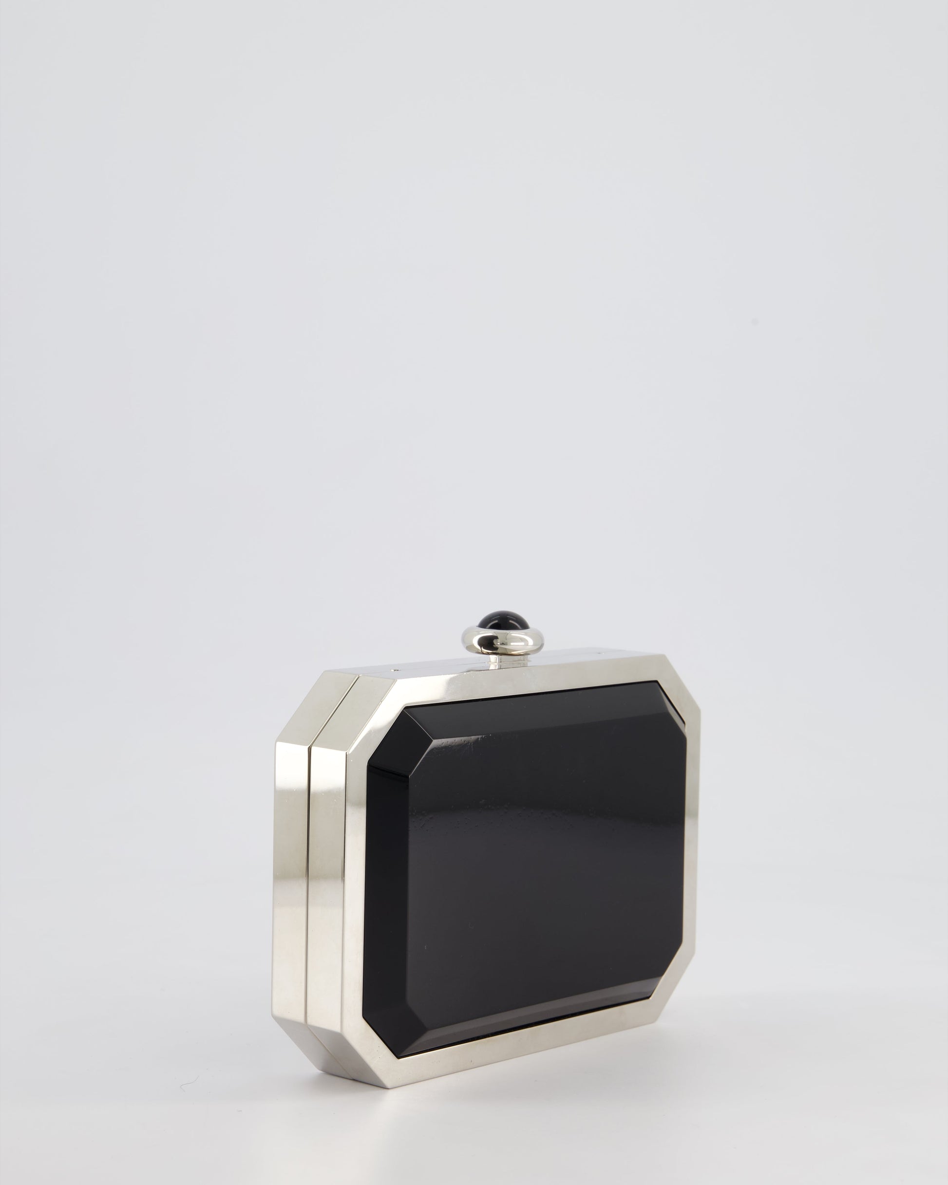 *Chanel Silver, Black Minaudiere Plexiglass Clutch Bag