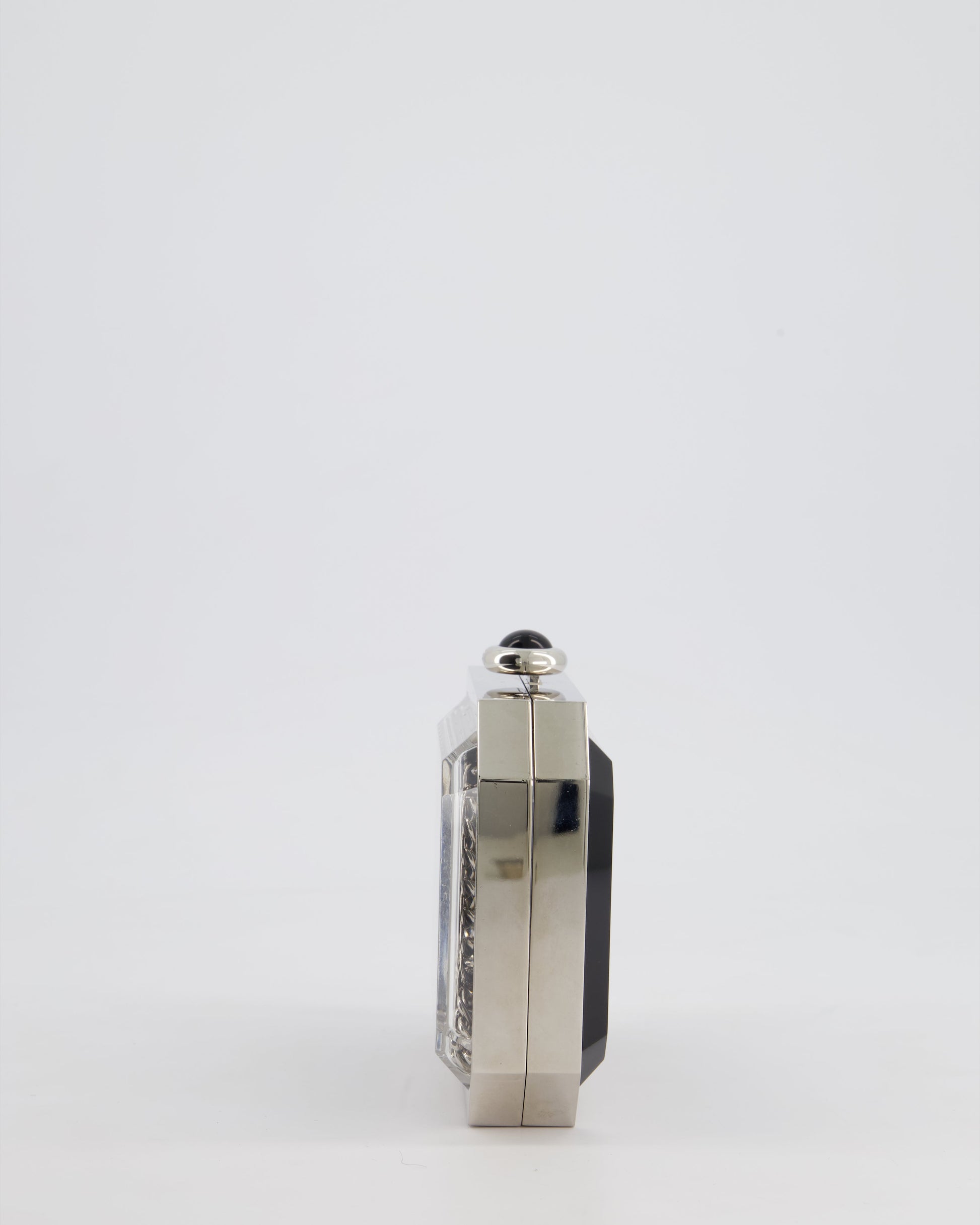 *Chanel Silver, Black Minaudiere Plexiglass Clutch Bag