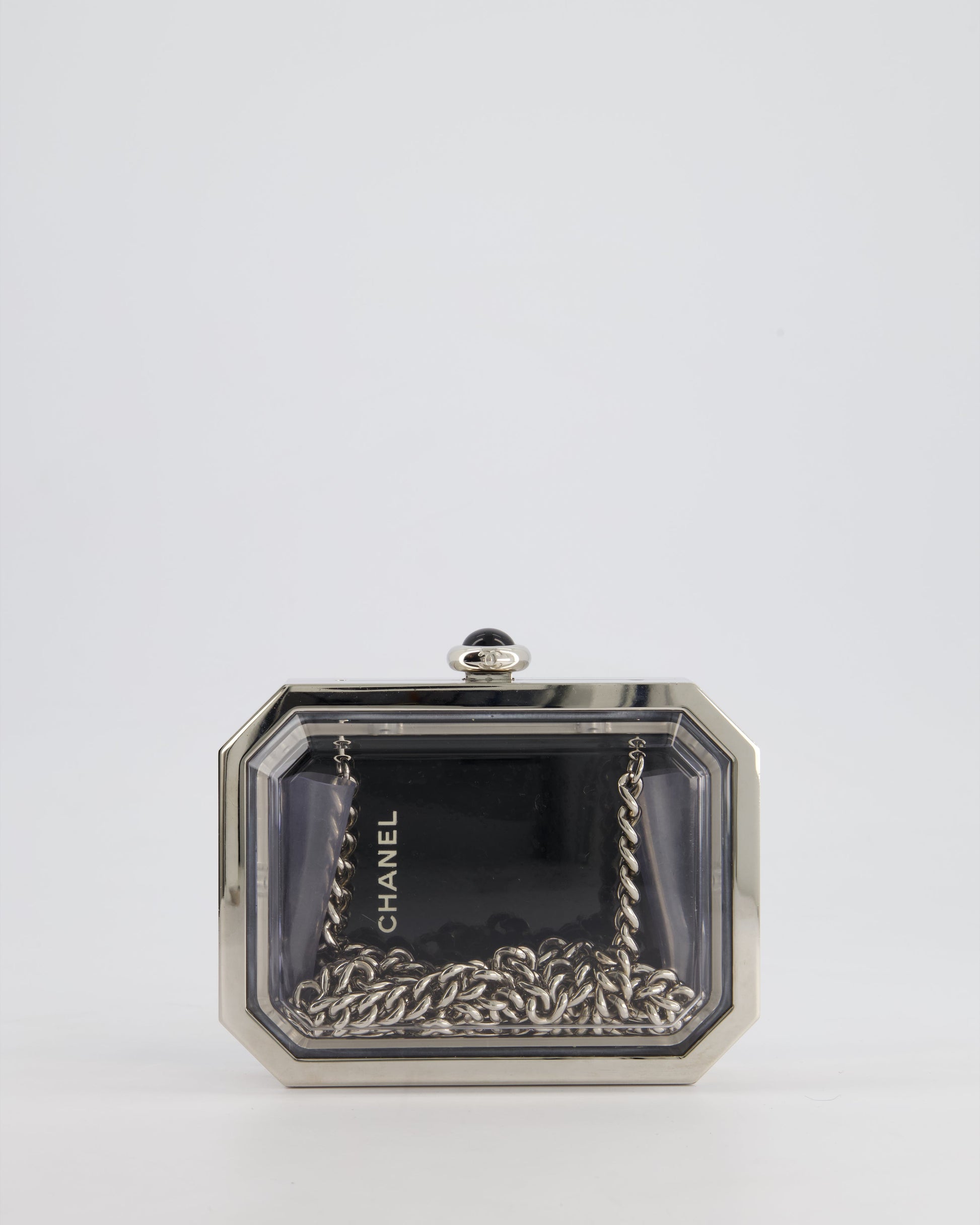 *Chanel Silver, Black Minaudiere Plexiglass Clutch Bag
