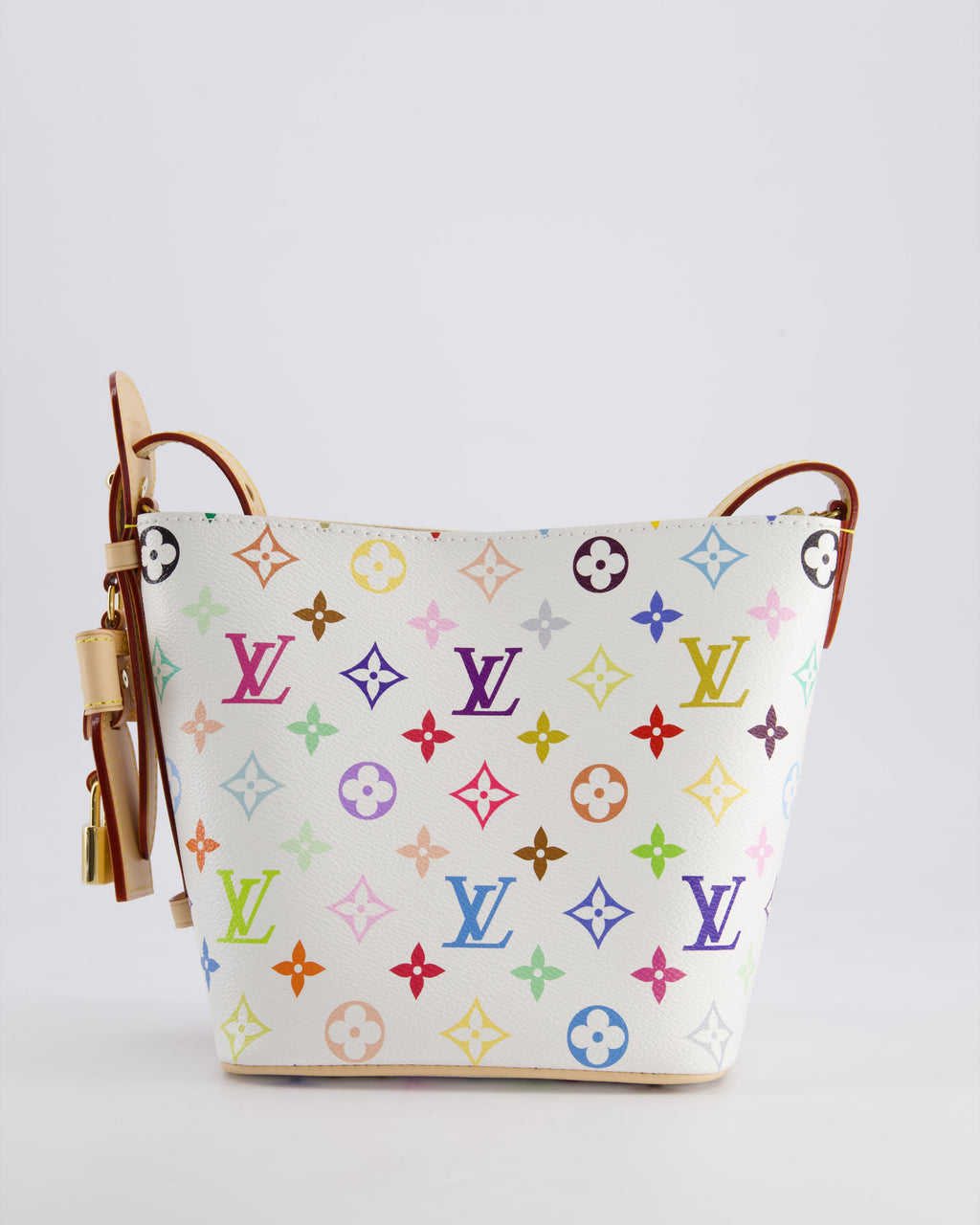 *NEW* Louis Vuitton X Takashi Murakami All In BB Bag in White Coated Canvas & Calfskin Leather with Gold Hardware