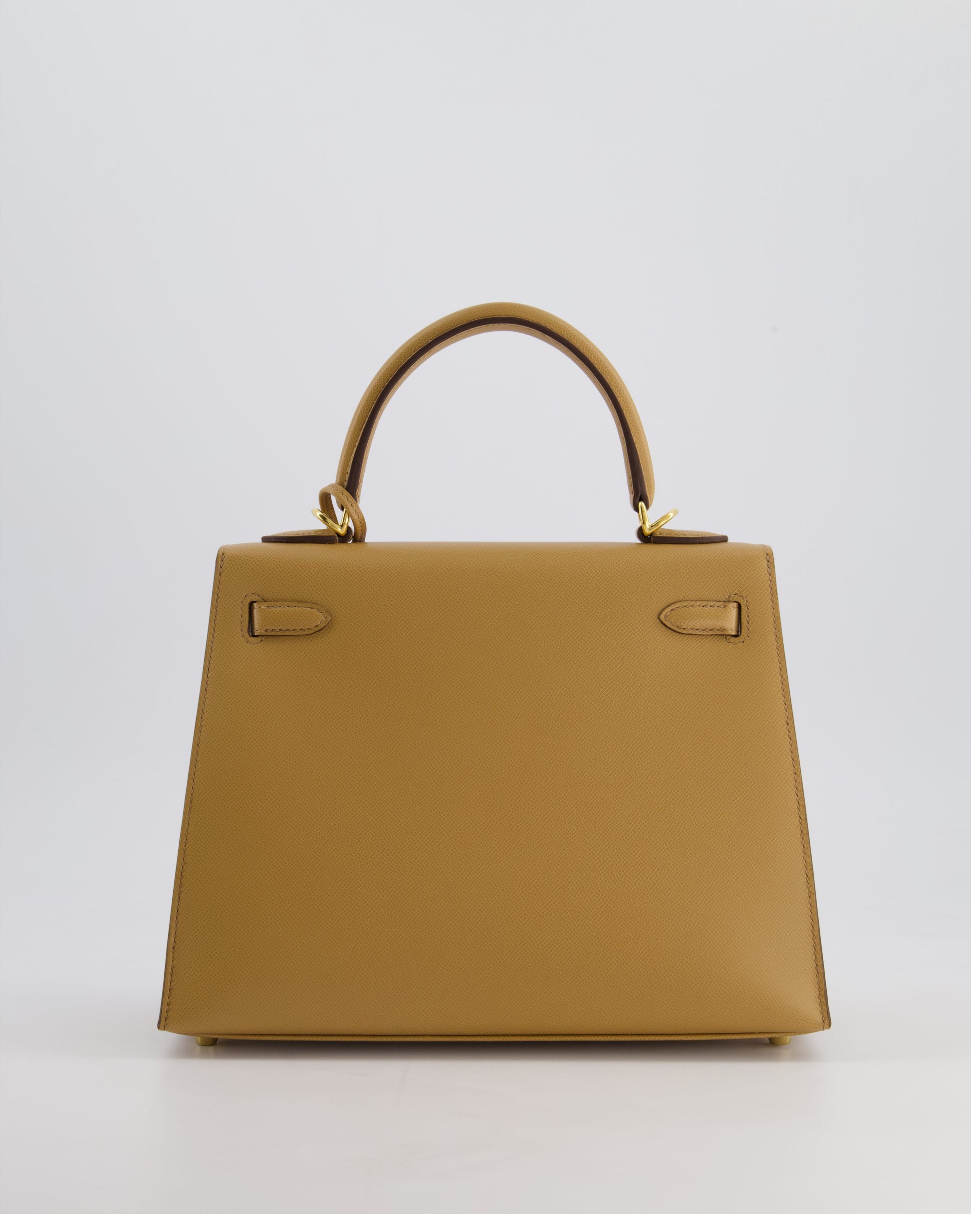 Hermes Verso Kelly Sellier 25cm Bag in Biscuit Madame Leather, Blanc Interior with Gold Hardware