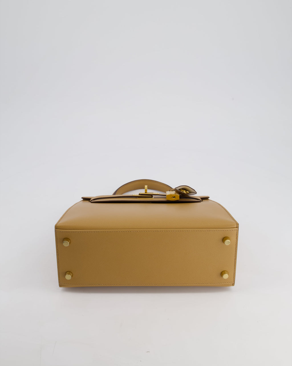 Hermes Verso Kelly Sellier 25cm Bag in Biscuit Madame Leather, Blanc Interior with Gold Hardware