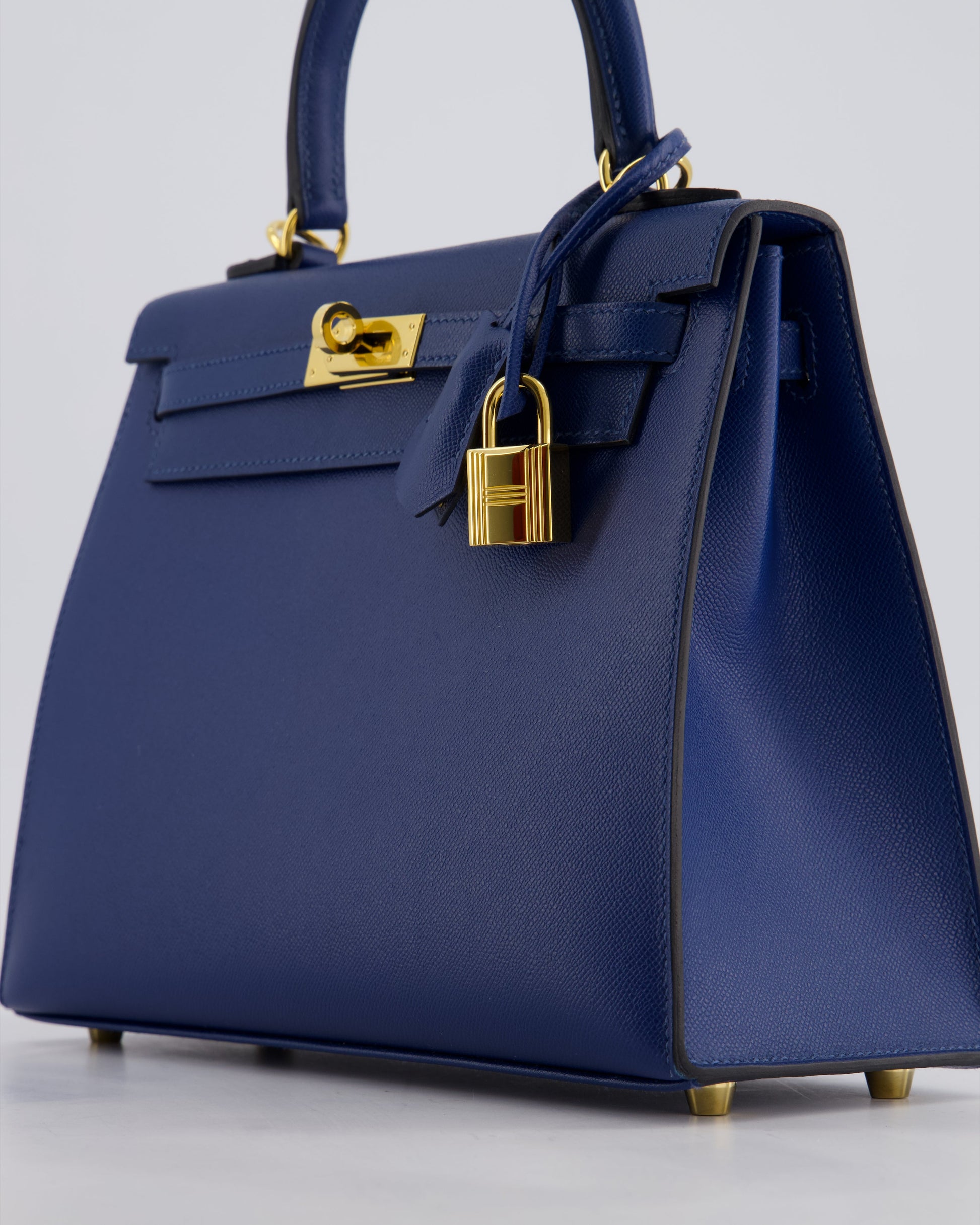 Hermes Kelly 25cm Sellier Bag in Deep Blue Madame Leather with Gold Hardware