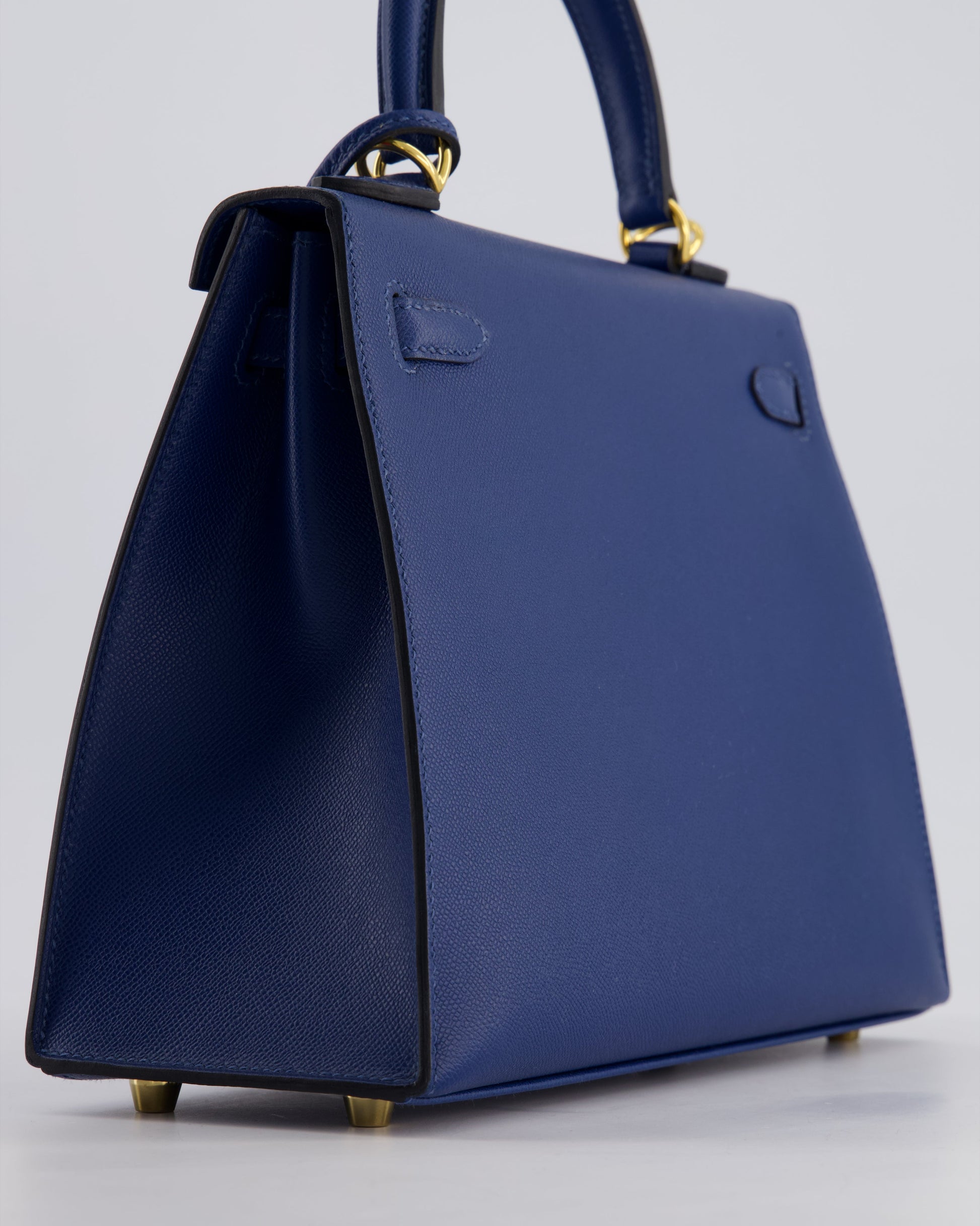 Hermes Kelly 25cm Sellier Bag in Deep Blue Madame Leather with Gold Hardware