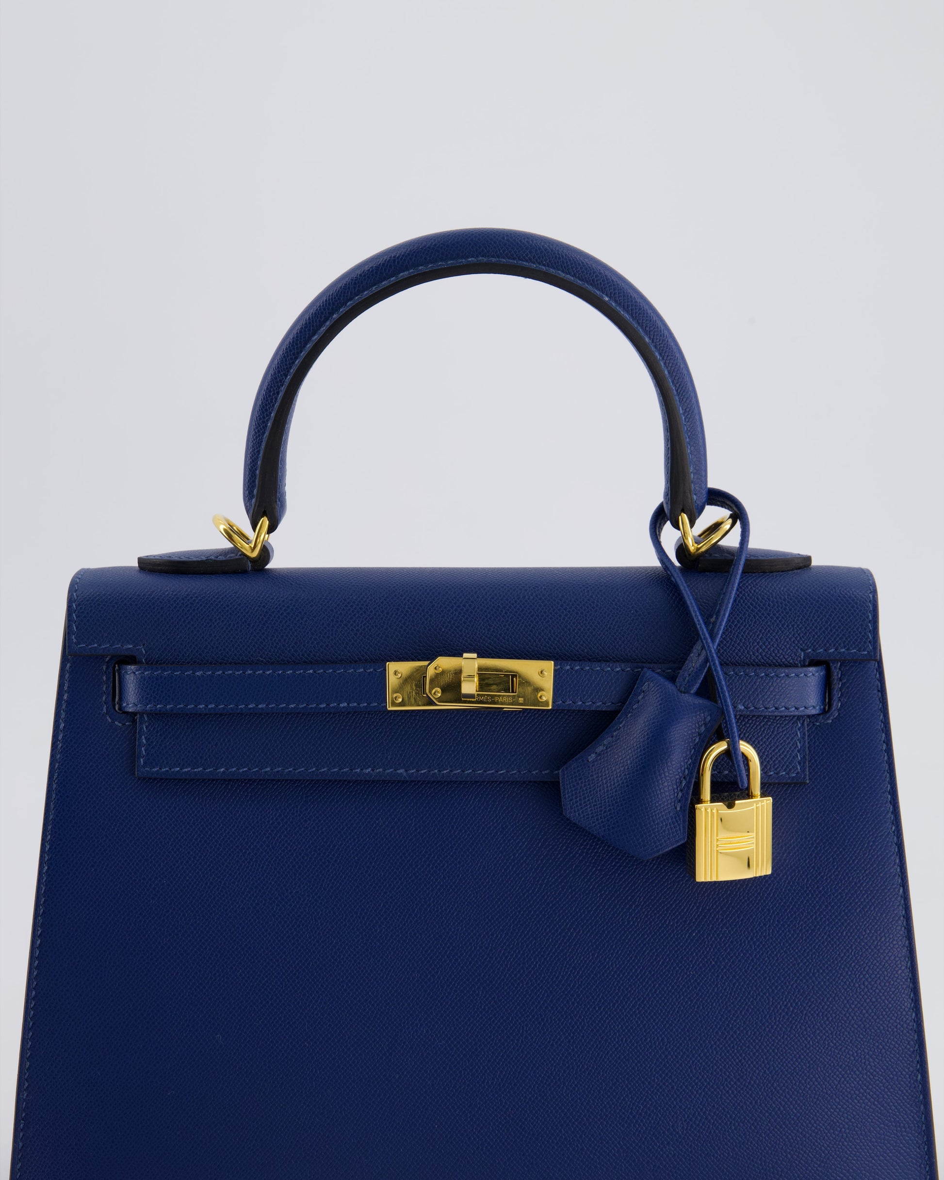 Hermes Kelly 25cm Sellier Bag in Deep Blue Madame Leather with Gold Hardware