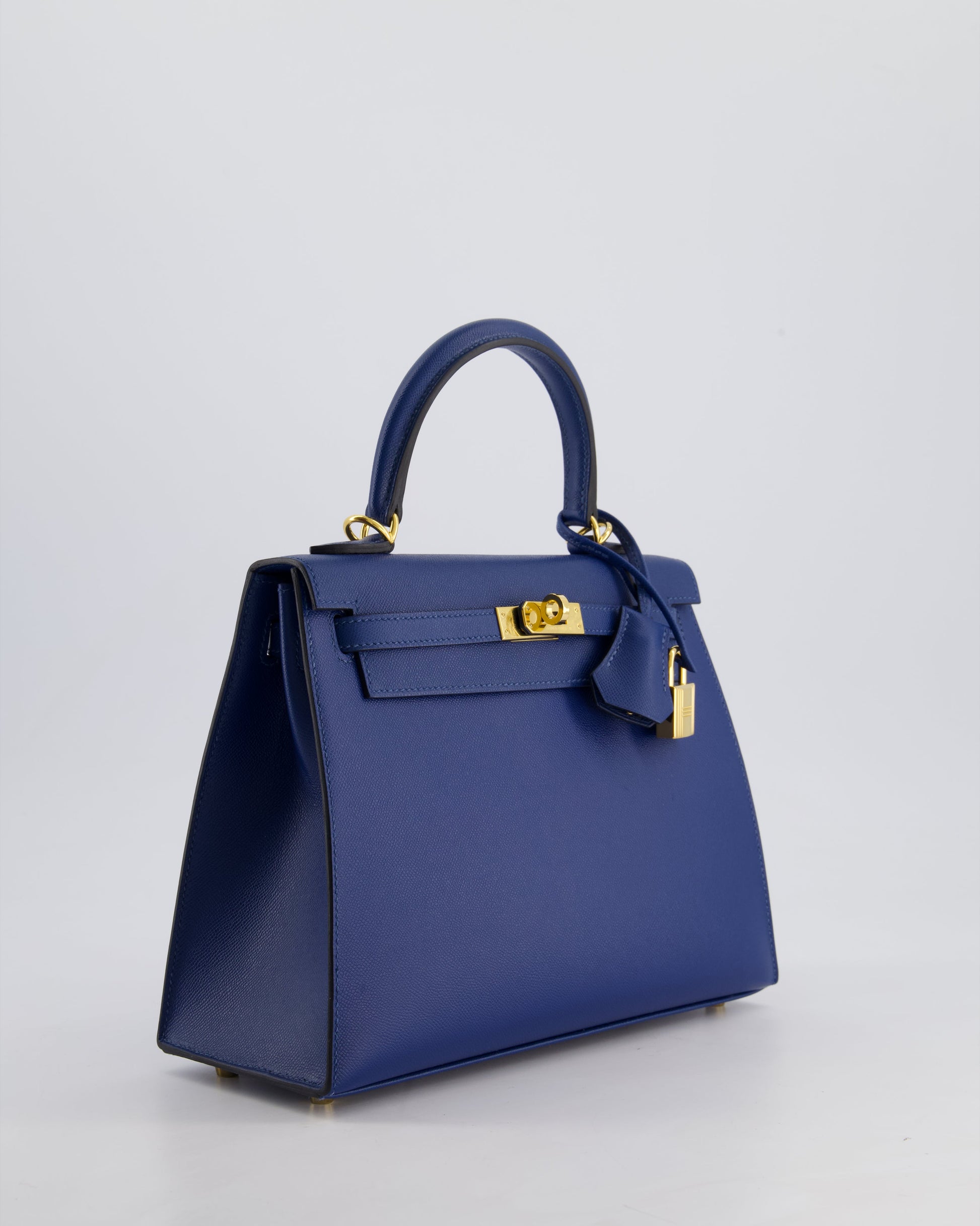 Hermes Kelly 25cm Sellier Bag in Deep Blue Madame Leather with Gold Hardware