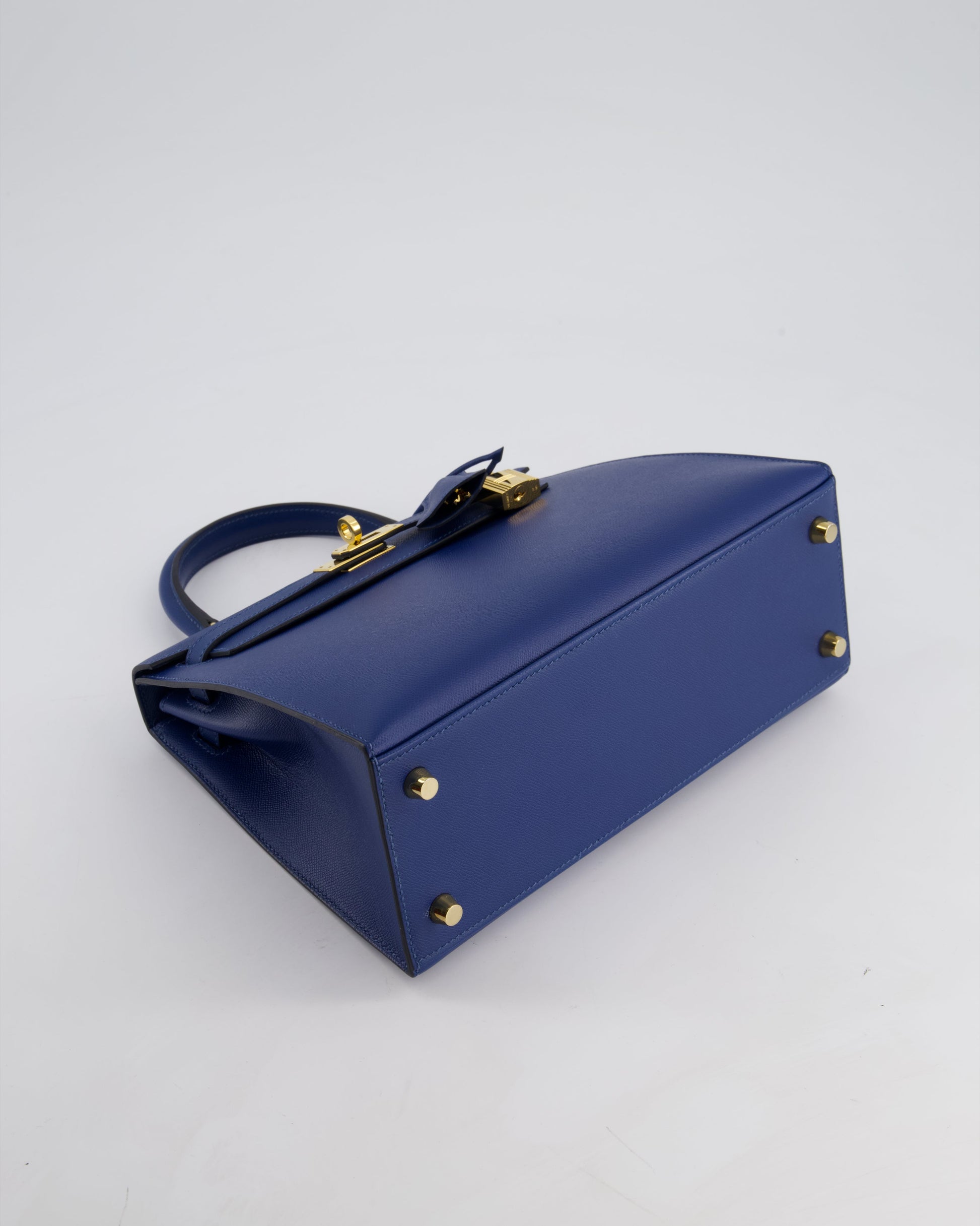 Hermes Kelly 25cm Sellier Bag in Deep Blue Madame Leather with Gold Hardware