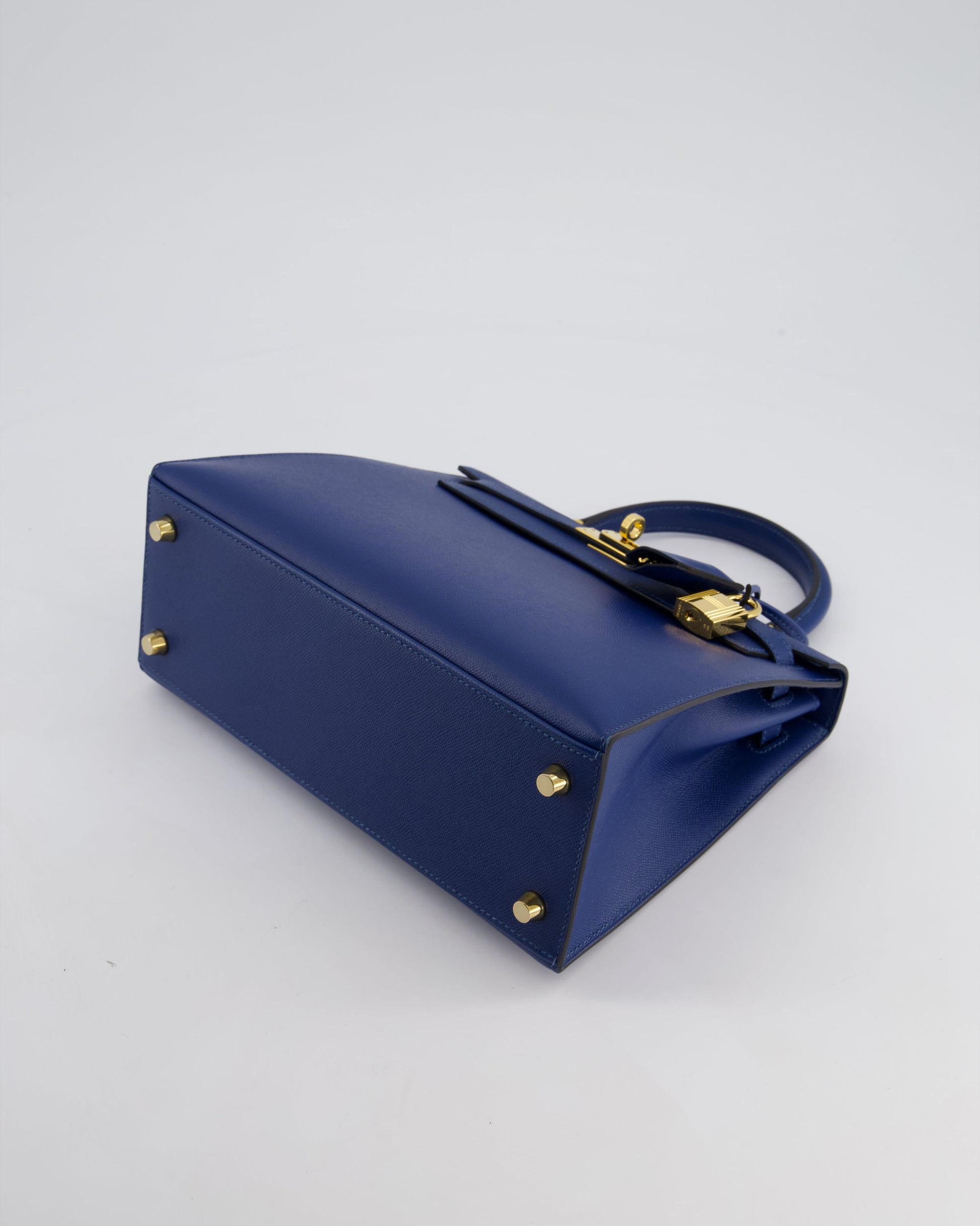 Hermes Kelly 25cm Sellier Bag in Deep Blue Madame Leather with Gold Hardware