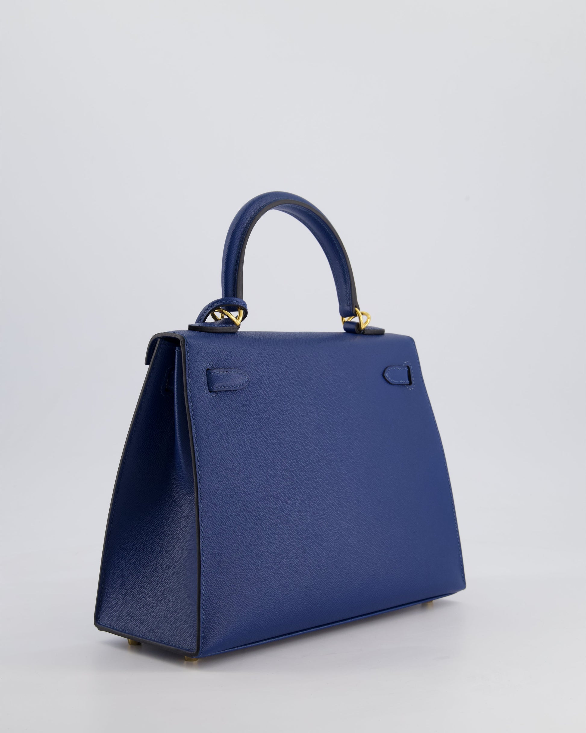 Hermes Kelly 25cm Sellier Bag in Deep Blue Madame Leather with Gold Hardware