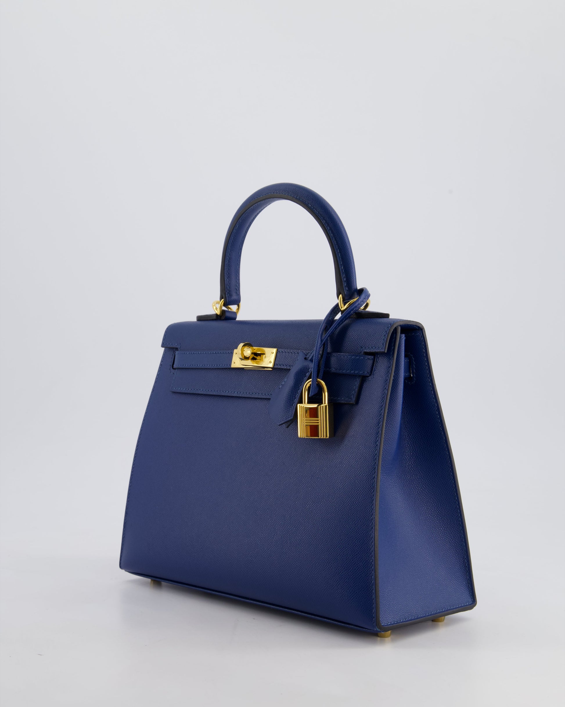 Hermes Kelly 25cm Sellier Bag in Deep Blue Madame Leather with Gold Hardware