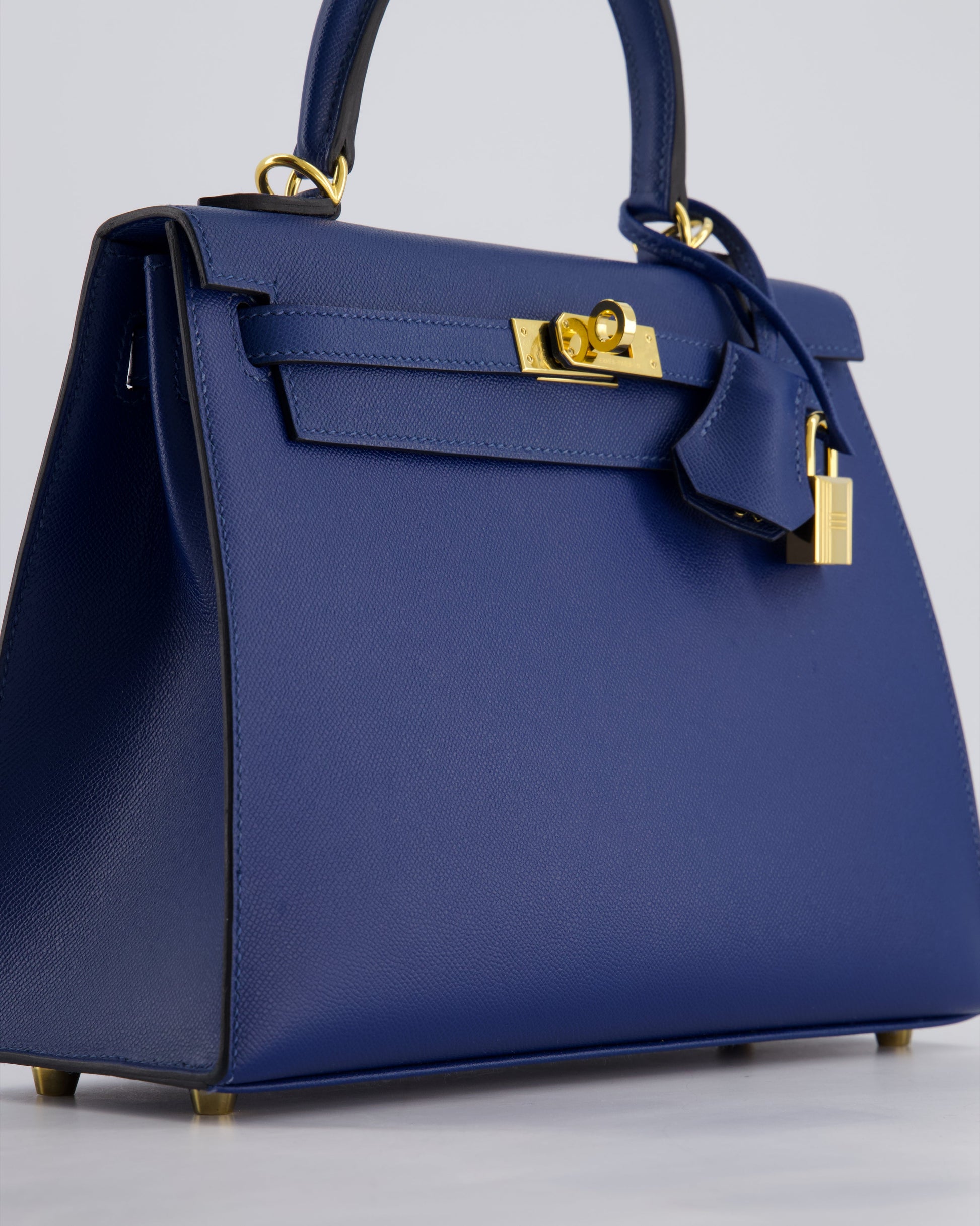 Hermes Kelly 25cm Sellier Bag in Deep Blue Madame Leather with Gold Hardware