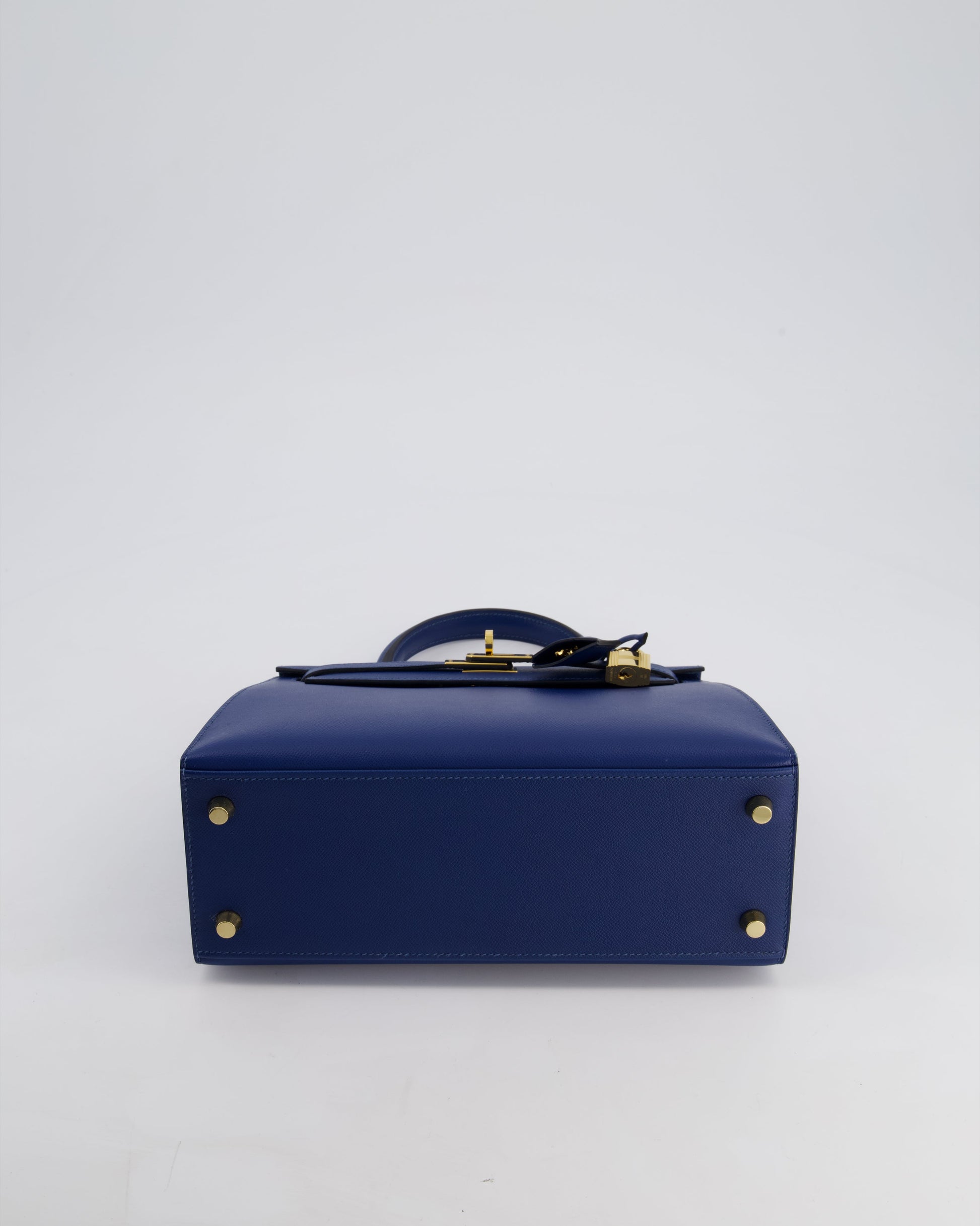 Hermes Kelly 25cm Sellier Bag in Deep Blue Madame Leather with Gold Hardware