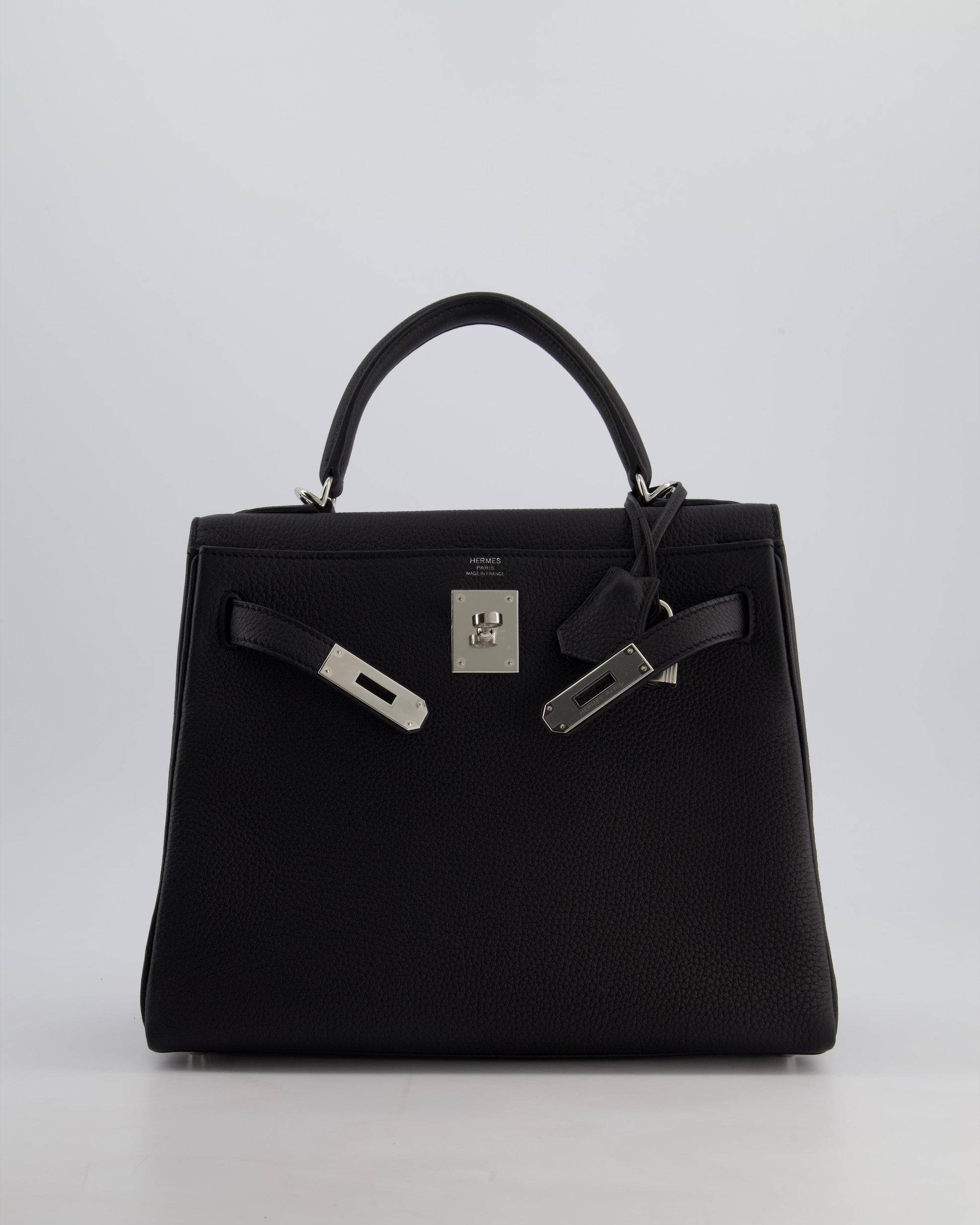 Hermes Kelly 28cm Retourne Bag in Black Togo Leather with Palladium Hardware