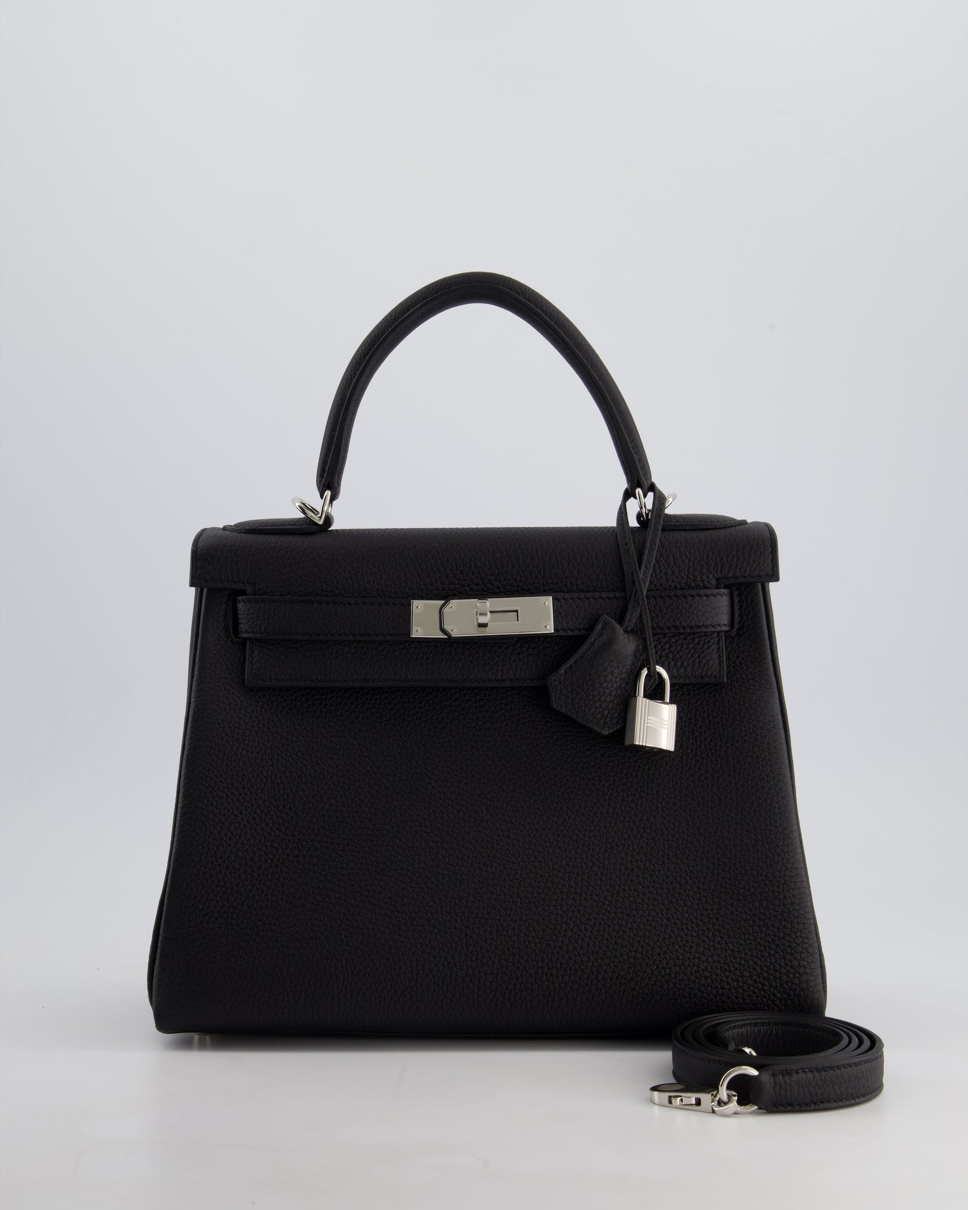 Hermes Kelly 28cm Retourne Bag in Black Togo Leather with Palladium Hardware