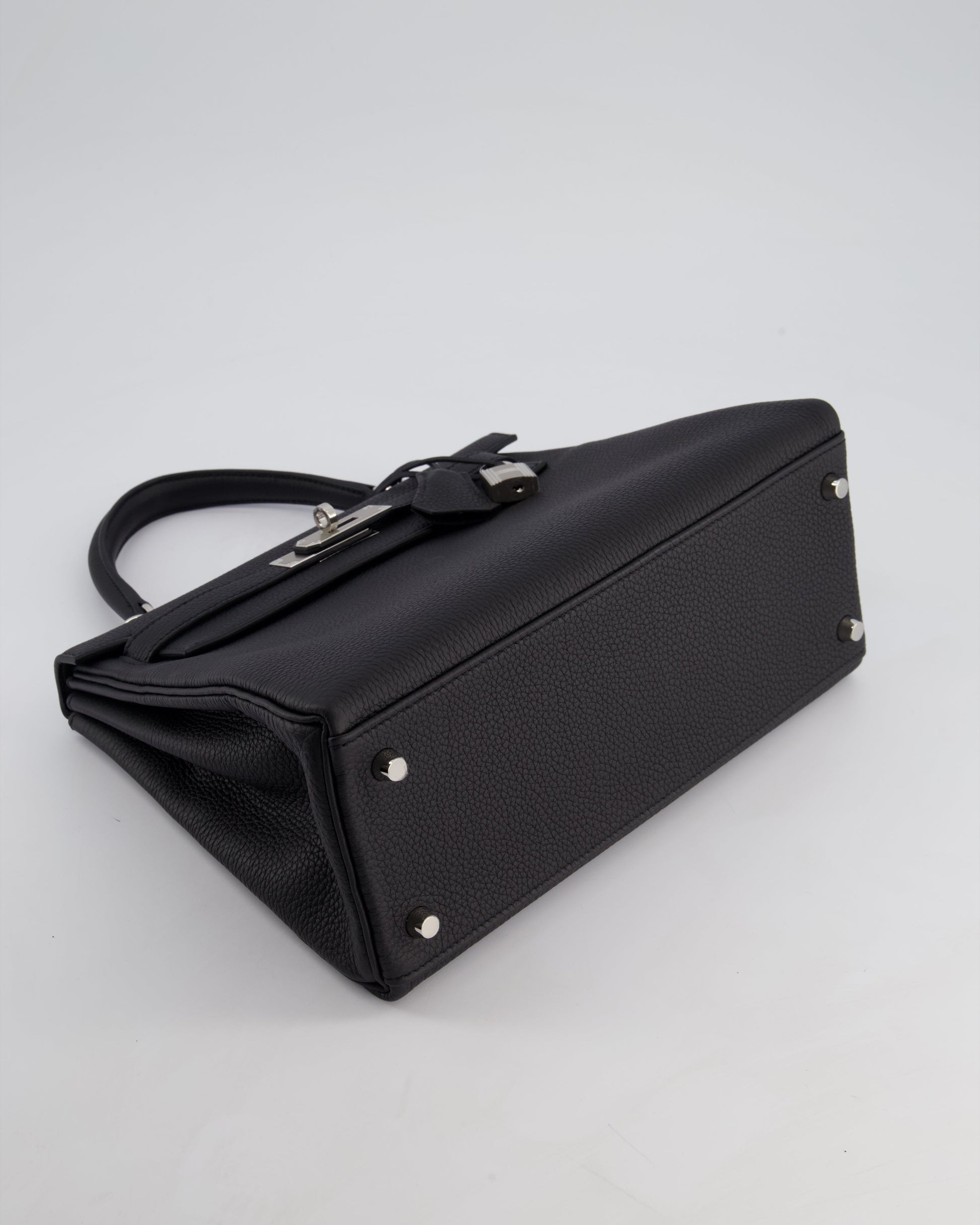 Hermes Kelly 28cm Retourne Bag in Black Togo Leather with Palladium Hardware
