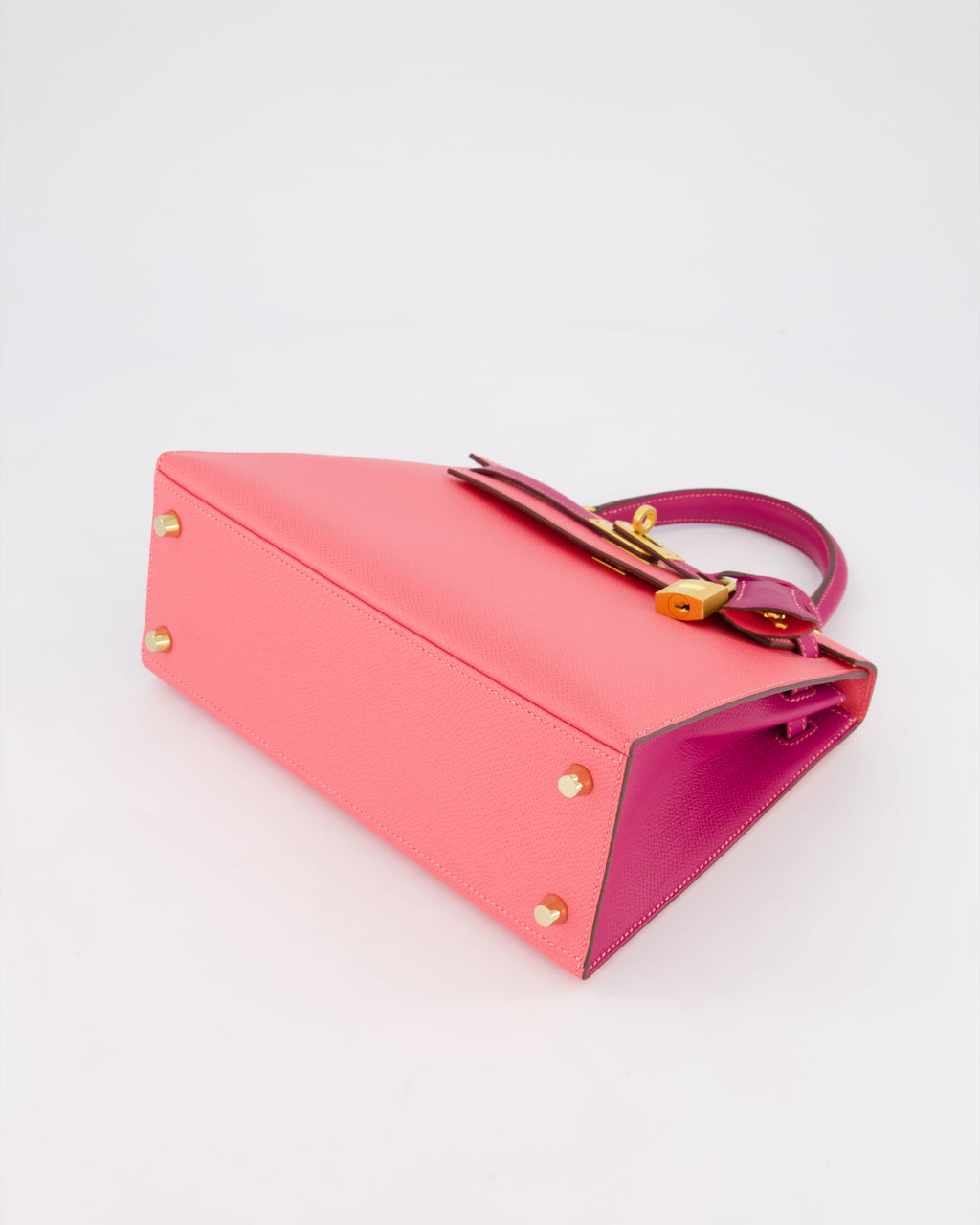 Hermes Kelly Sellier HSS 25cm Bag in Rose Azalee and Rose Pourpre Epsom Leather with Brushed Gold Hardware