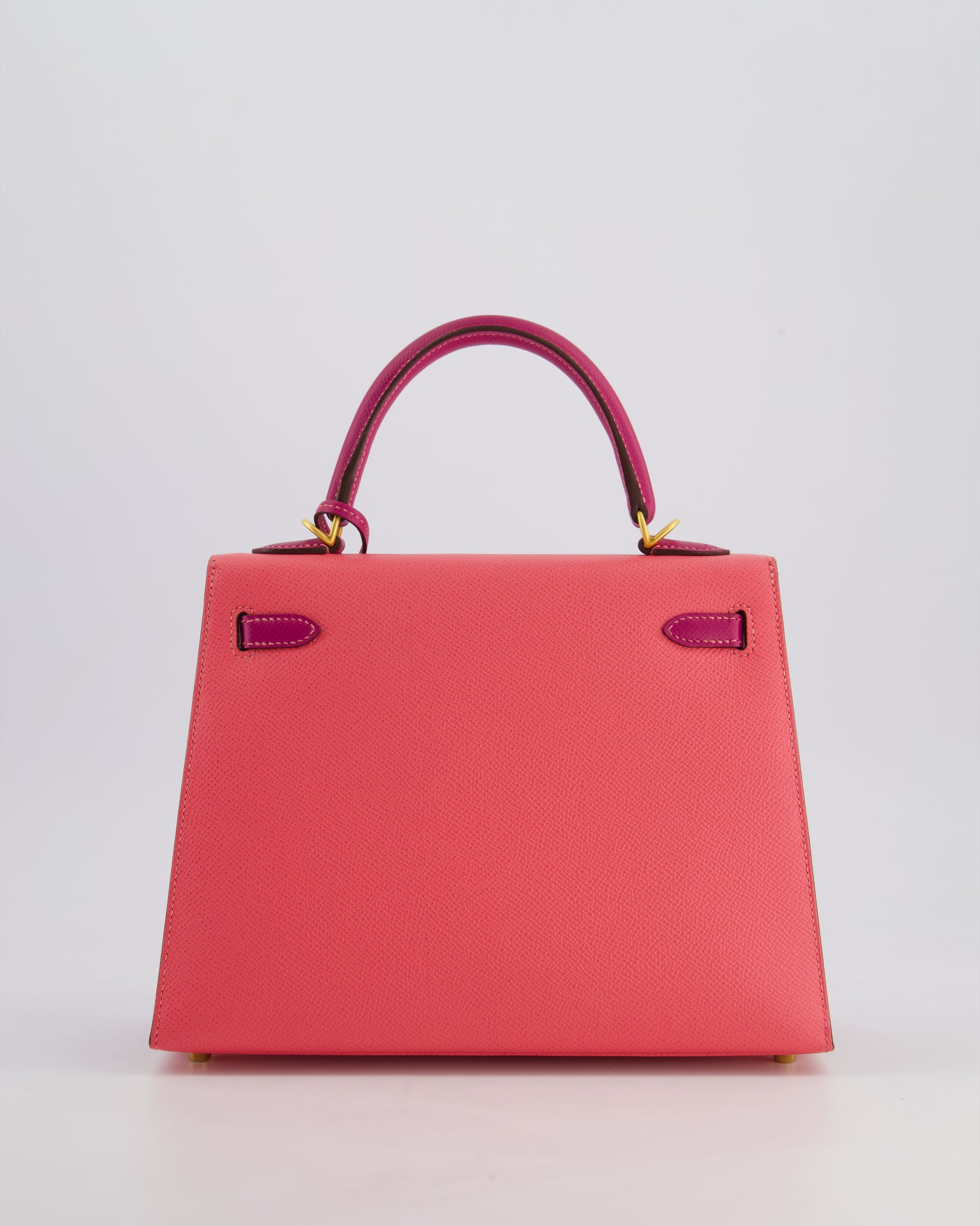 Hermes Kelly Sellier HSS 25cm Bag in Rose Azalee and Rose Pourpre Epsom Leather with Brushed Gold Hardware