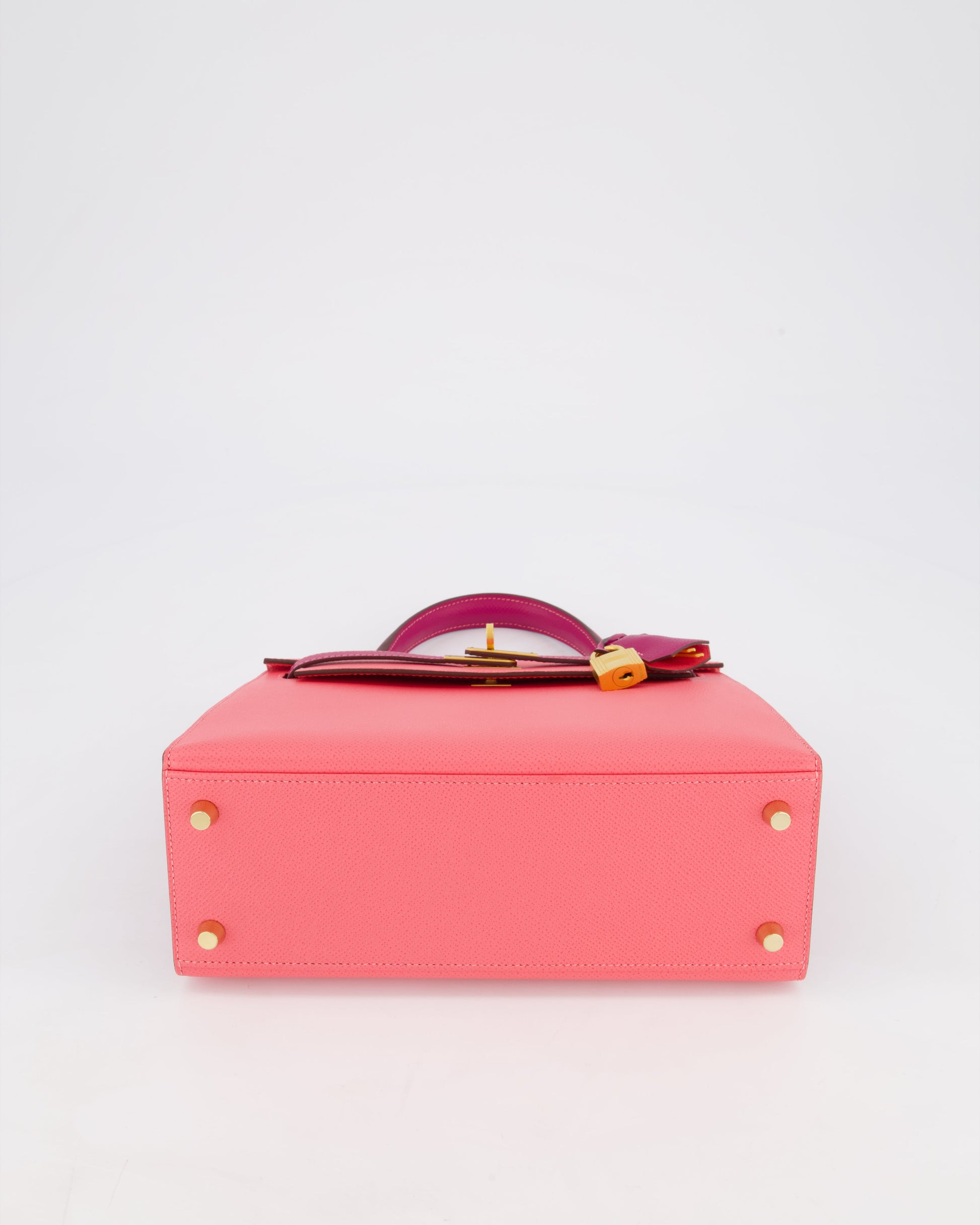 Hermes Kelly Sellier HSS 25cm Bag in Rose Azalee and Rose Pourpre Epsom Leather with Brushed Gold Hardware