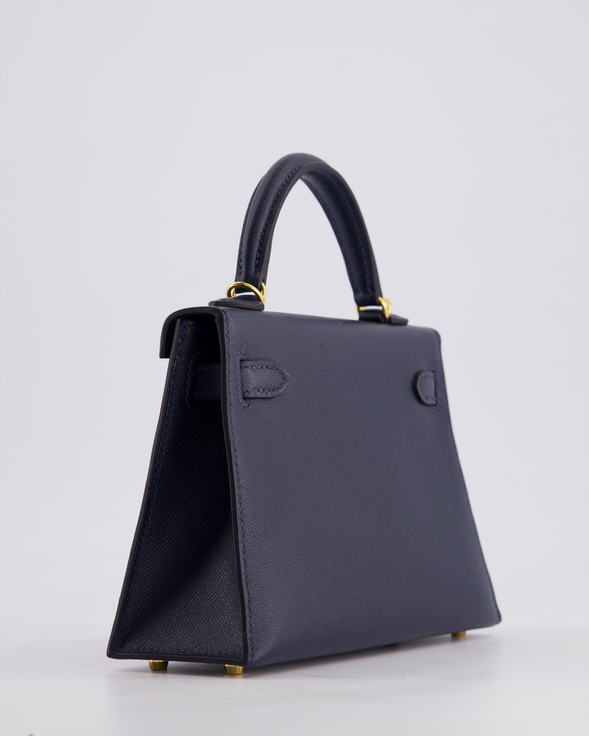 Hermes Mini Kelly II Bag 20cm in Bleu Nuit Madame Leather with Gold Hardware