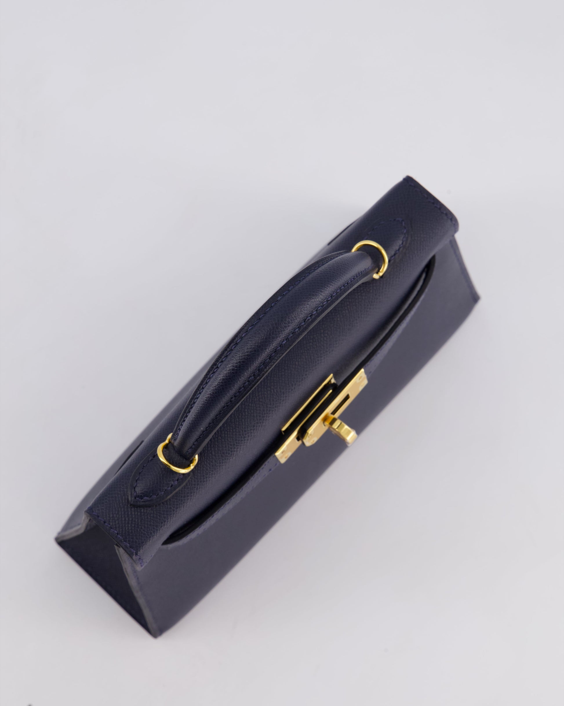 Hermes Mini Kelly II Bag 20cm in Bleu Nuit Madame Leather with Gold Hardware