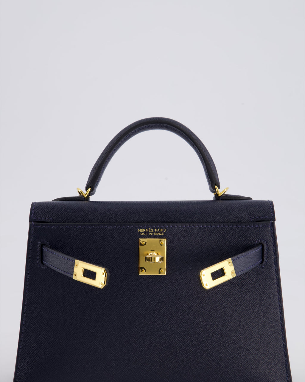 Hermes Mini Kelly II Bag 20cm in Bleu Nuit Madame Leather with Gold Hardware