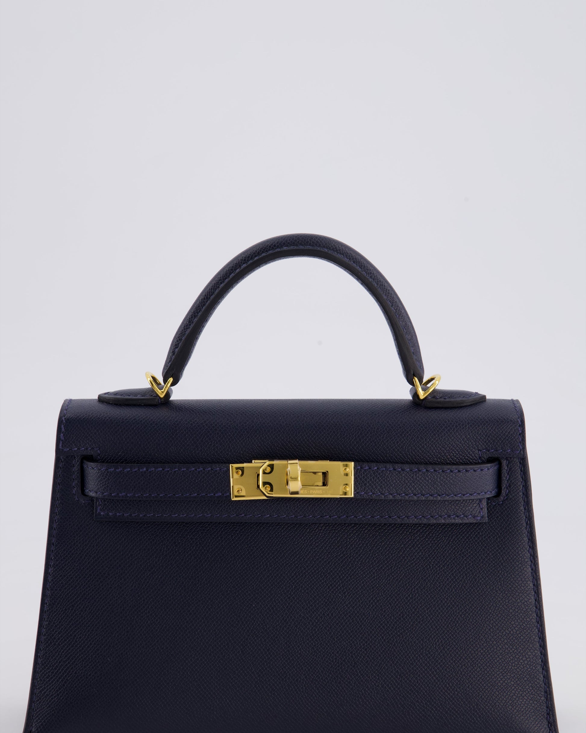 Hermes Mini Kelly II Bag 20cm in Bleu Nuit Madame Leather with Gold Hardware