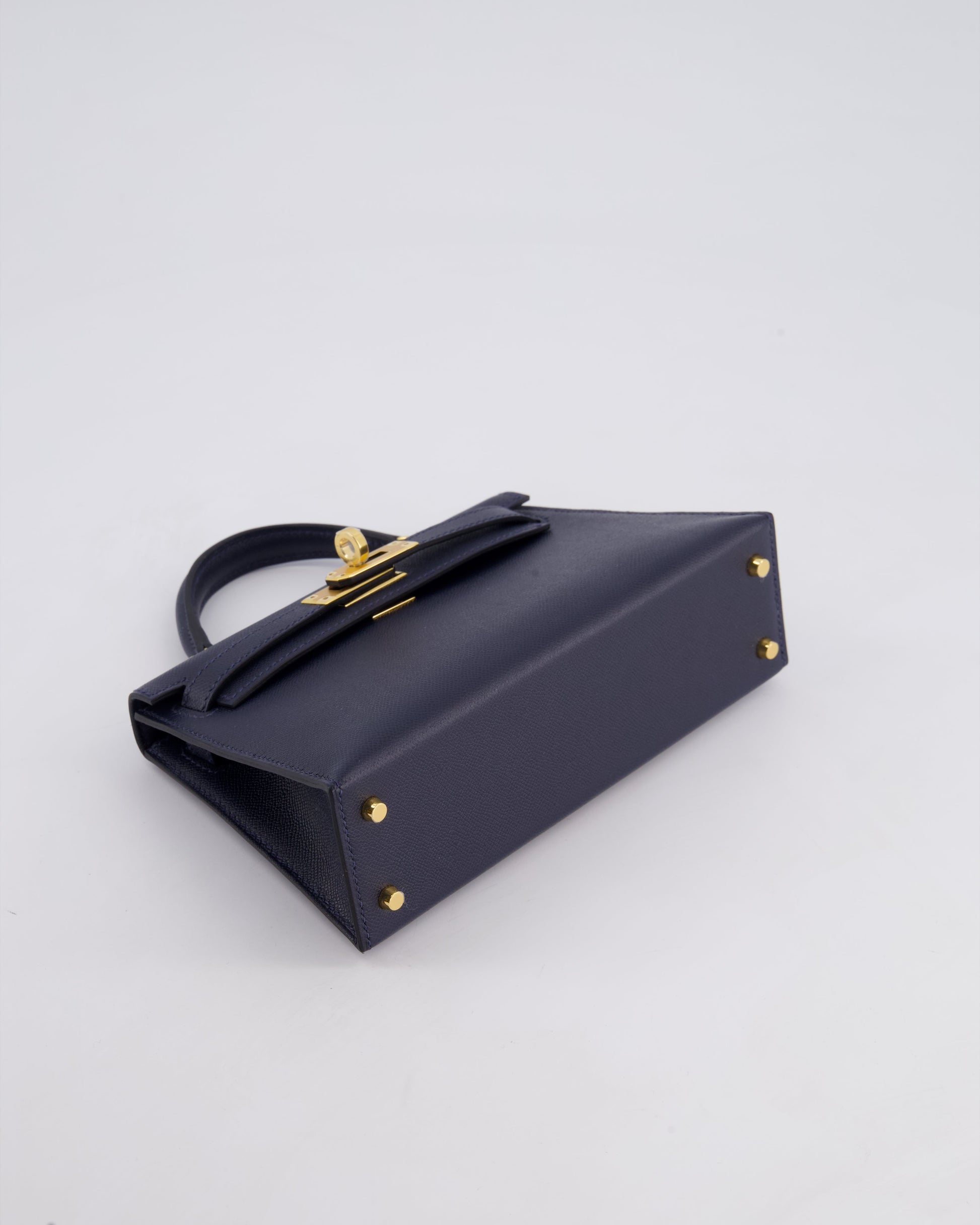 Hermes Mini Kelly II Bag 20cm in Bleu Nuit Madame Leather with Gold Hardware