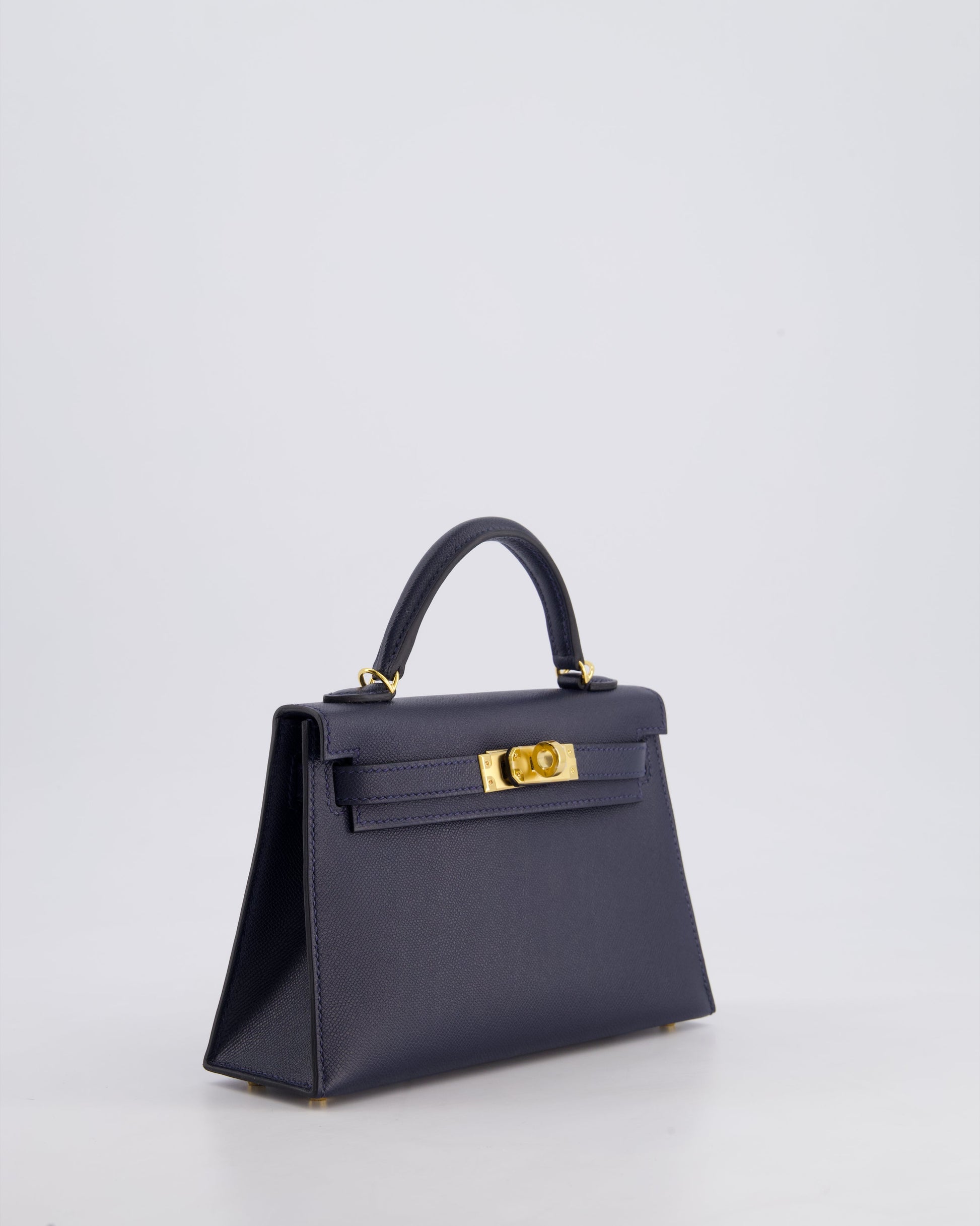 Hermes Mini Kelly II Bag 20cm in Bleu Nuit Madame Leather with Gold Hardware