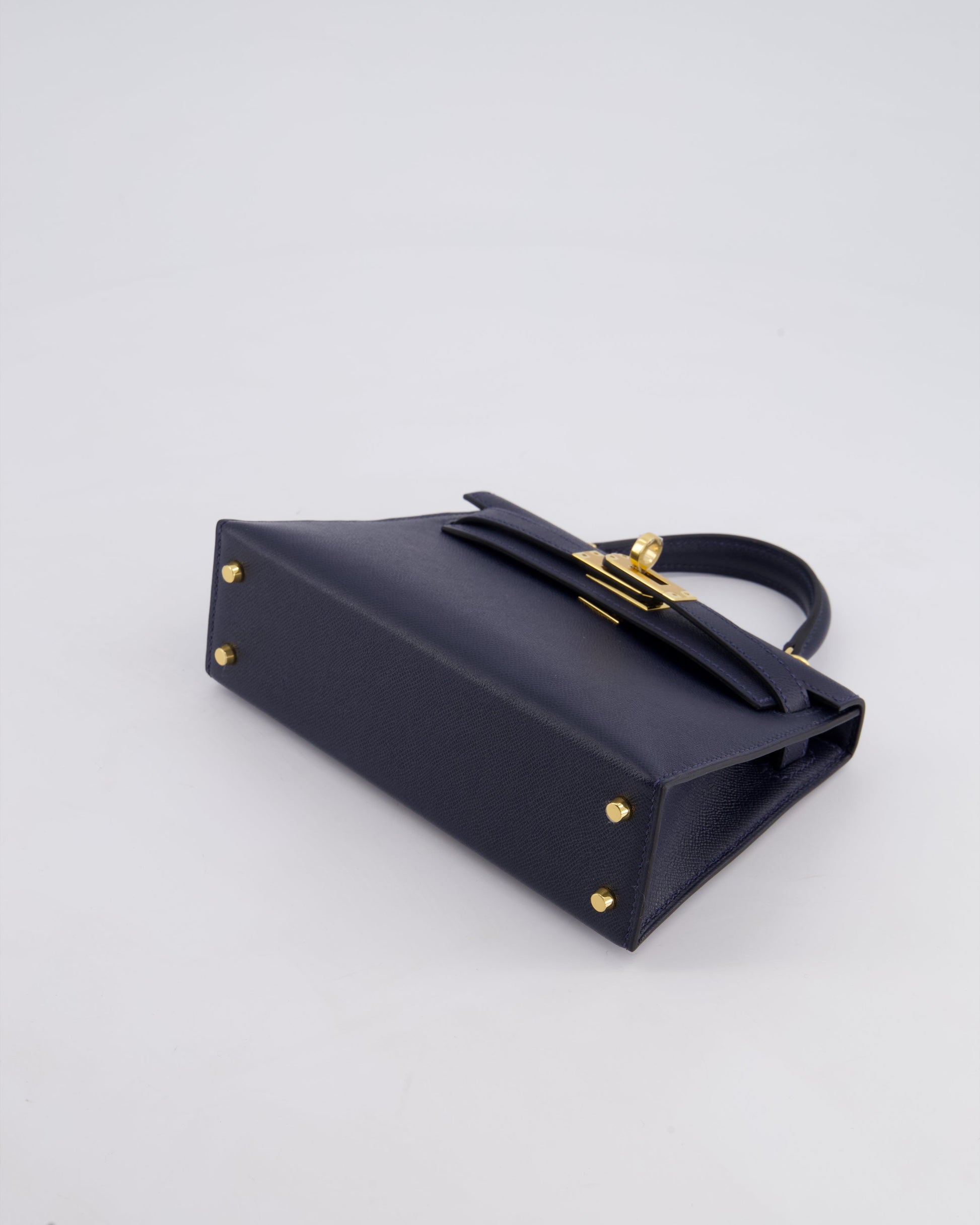 Hermes Mini Kelly II Bag 20cm in Bleu Nuit Madame Leather with Gold Hardware
