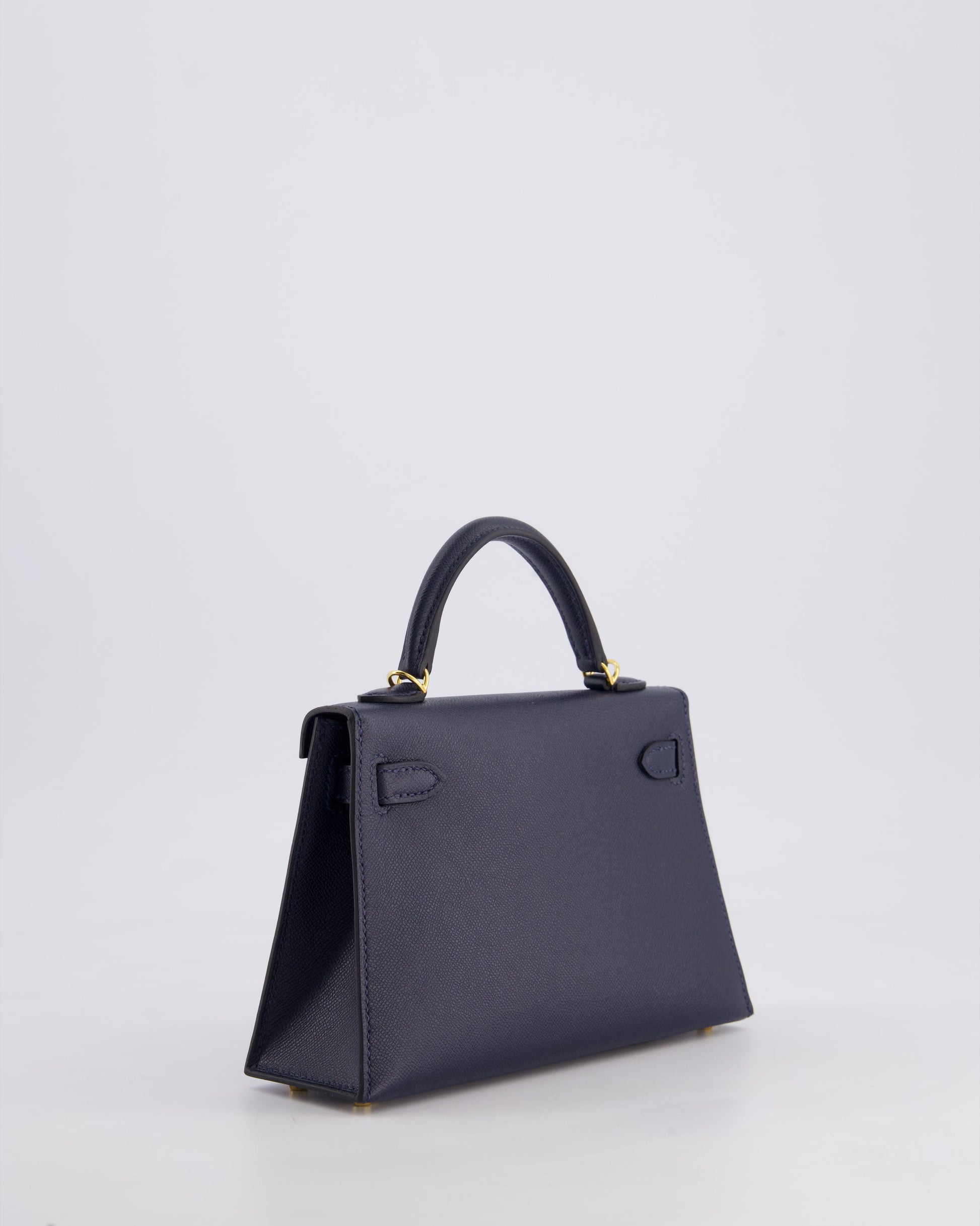 Hermes Mini Kelly II Bag 20cm in Bleu Nuit Madame Leather with Gold Hardware
