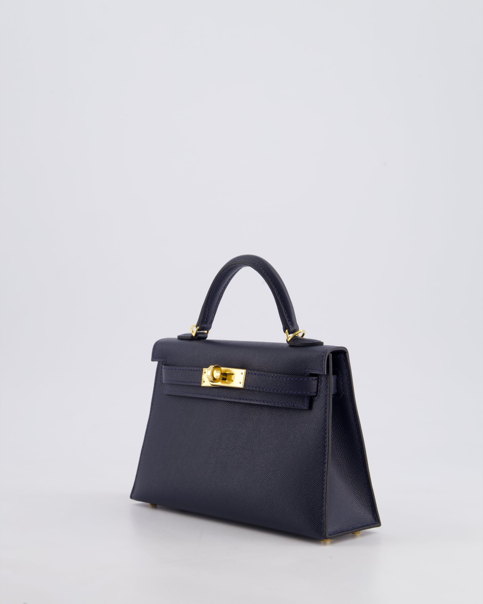 Hermes Mini Kelly II Bag 20cm in Bleu Nuit Madame Leather with Gold Hardware